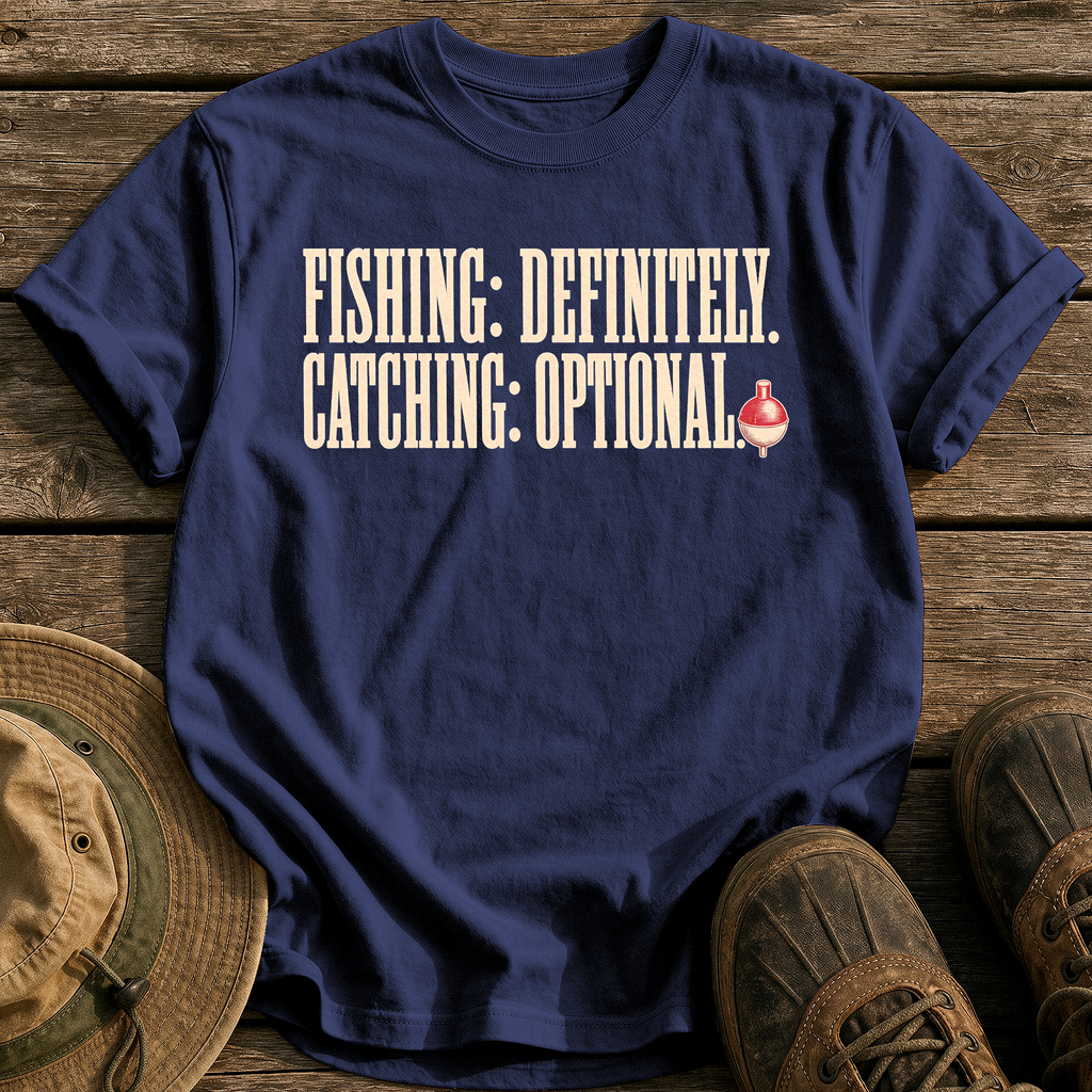 Fishing Definitely Catching Optional tee - True Navy - front