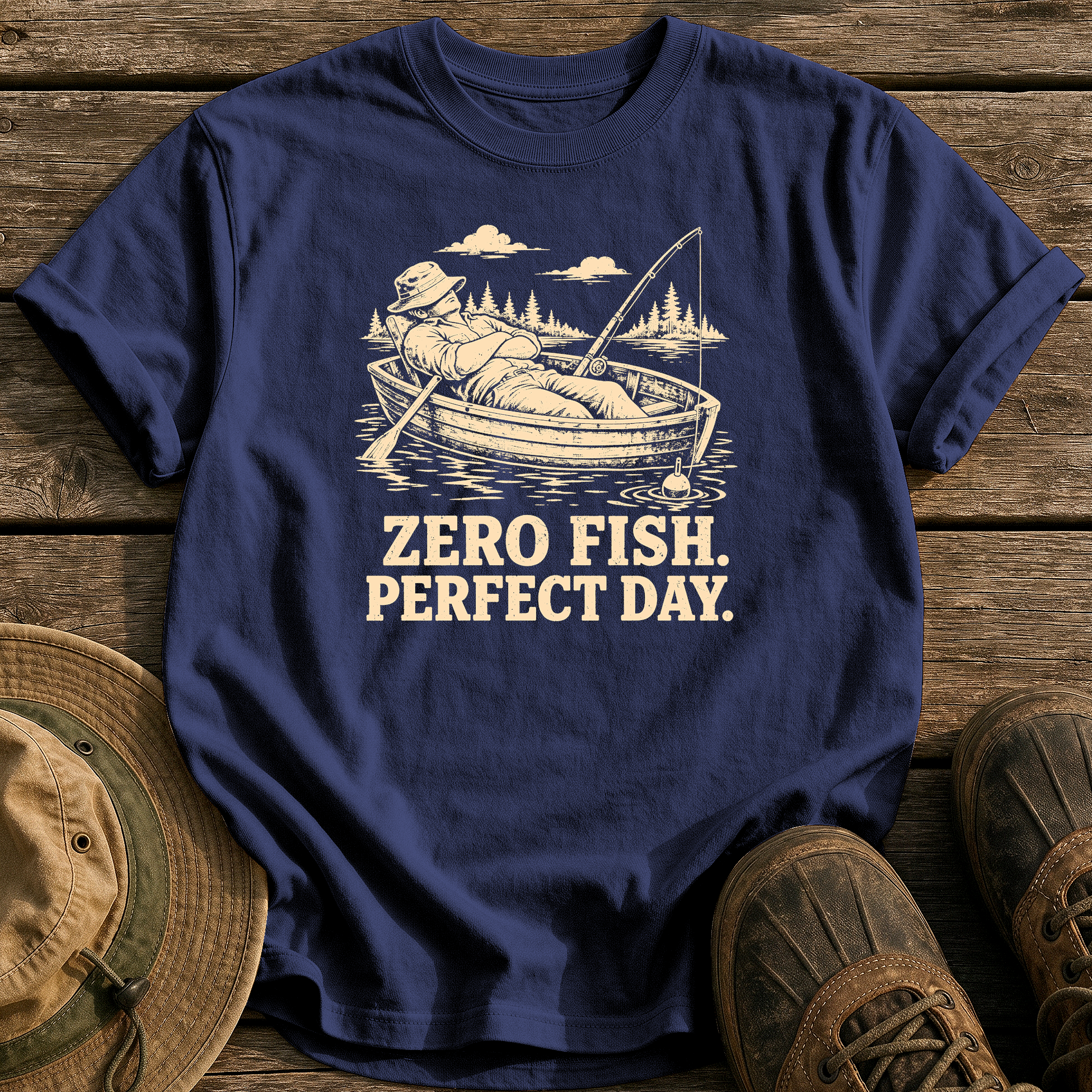 Zero Fish, Perfect Day tee - True Navy - front