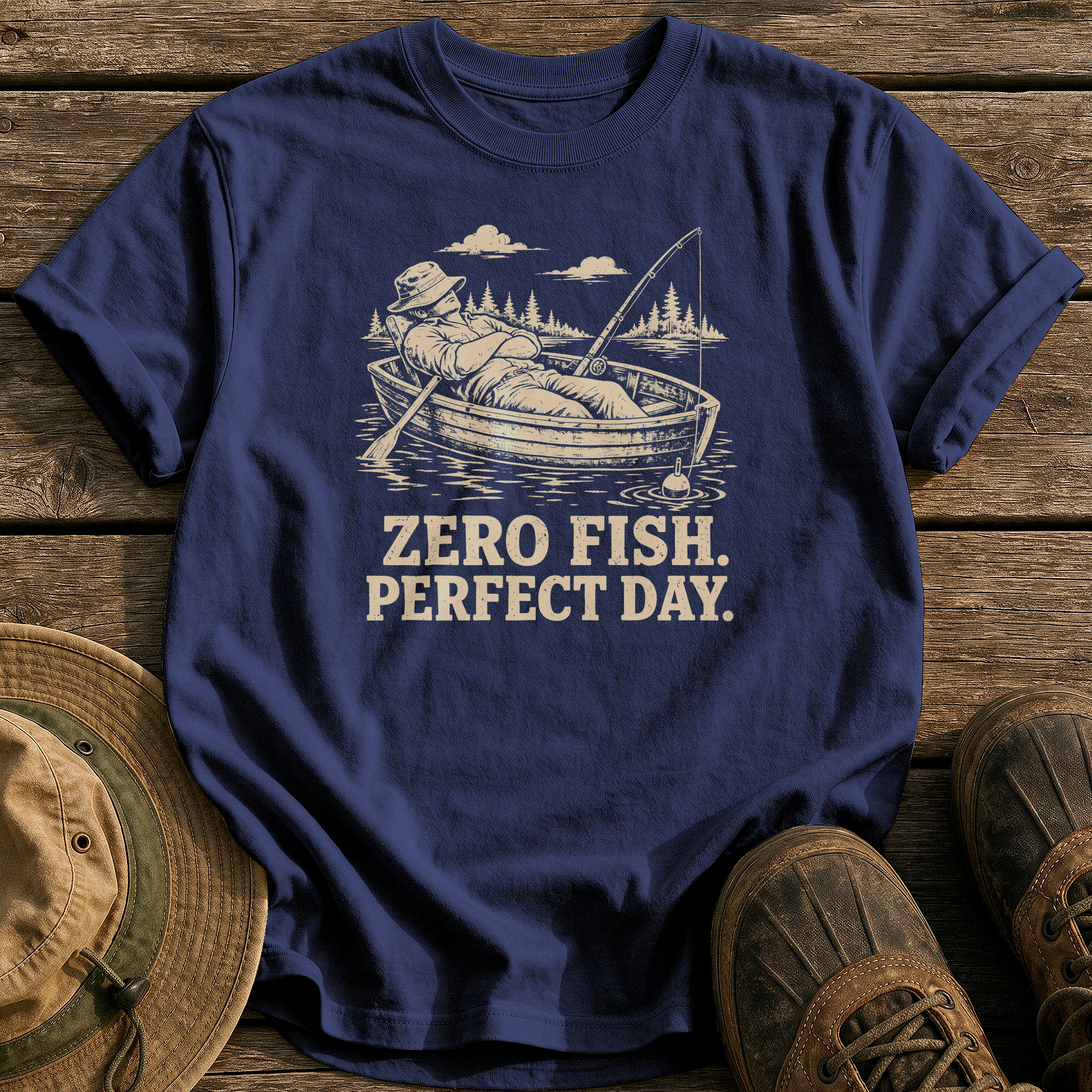 Zero Fish, Perfect Day tee - True Navy - front