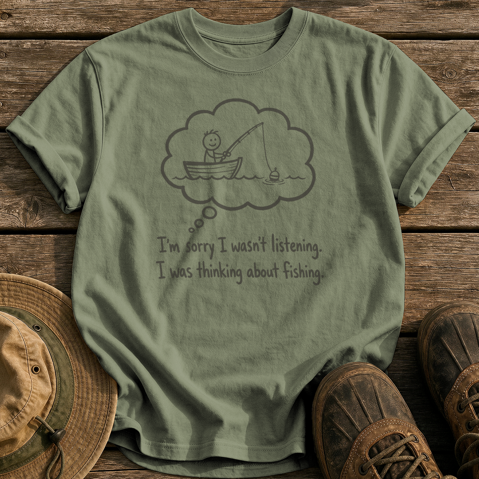 Sorry, I Wasn't Listening tee - Sage - front
