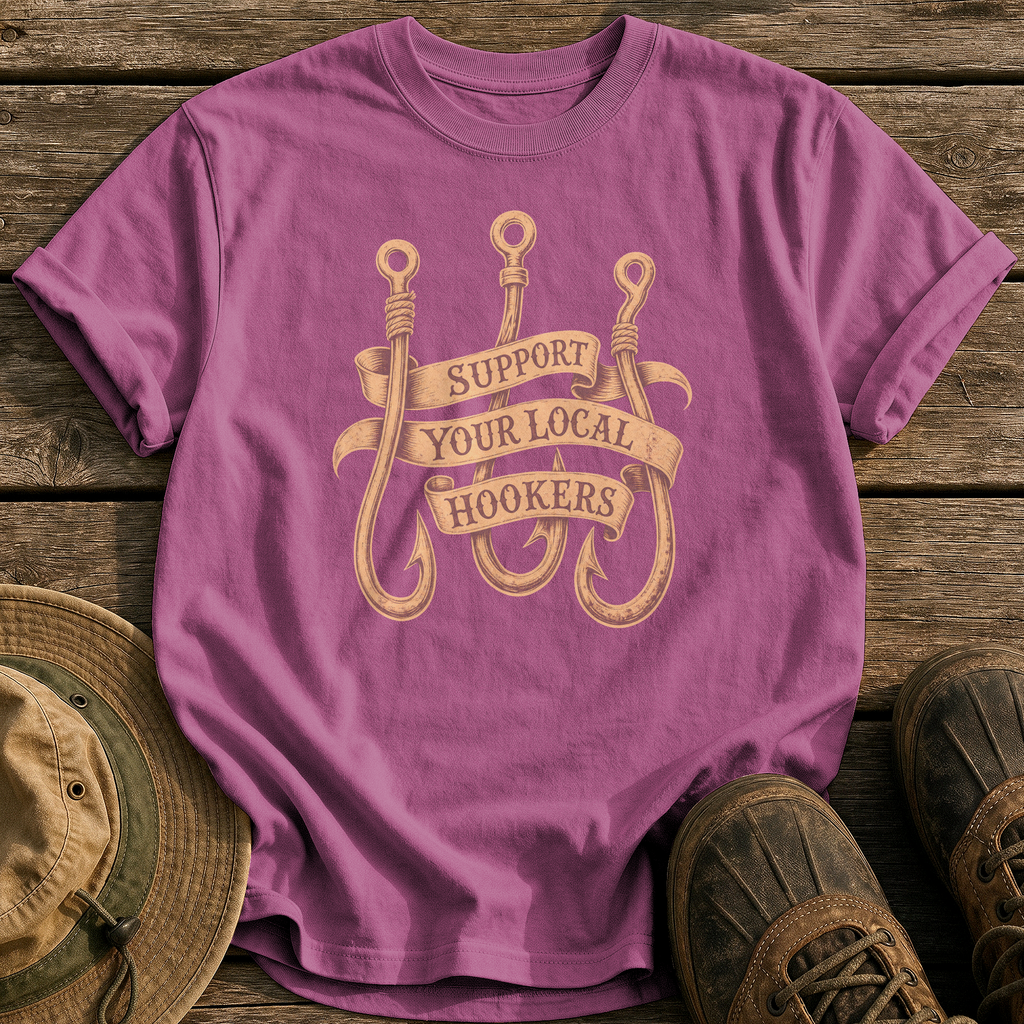 Support Your Local Hookers tee - Berry - front