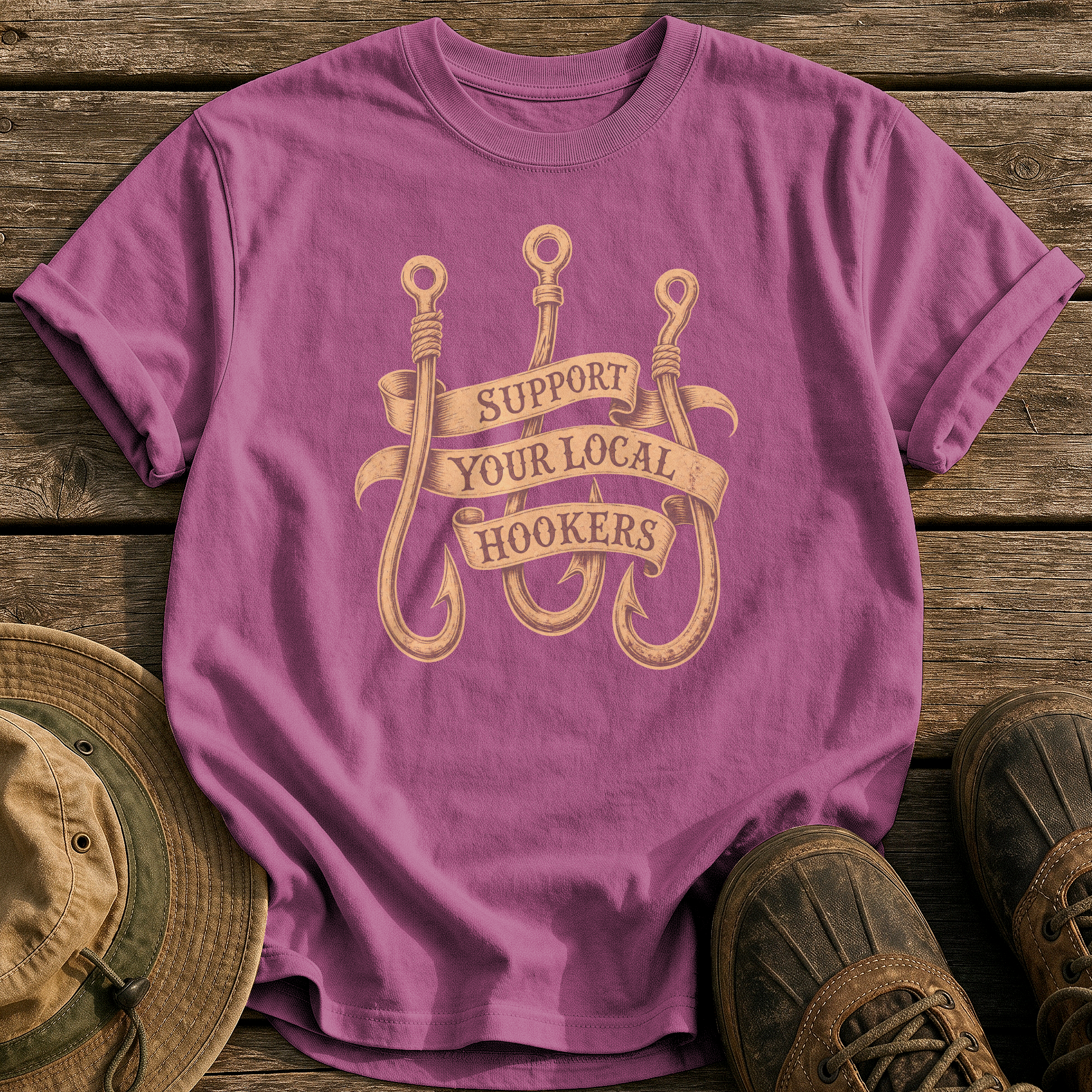 Support Your Local Hookers tee - Berry - front