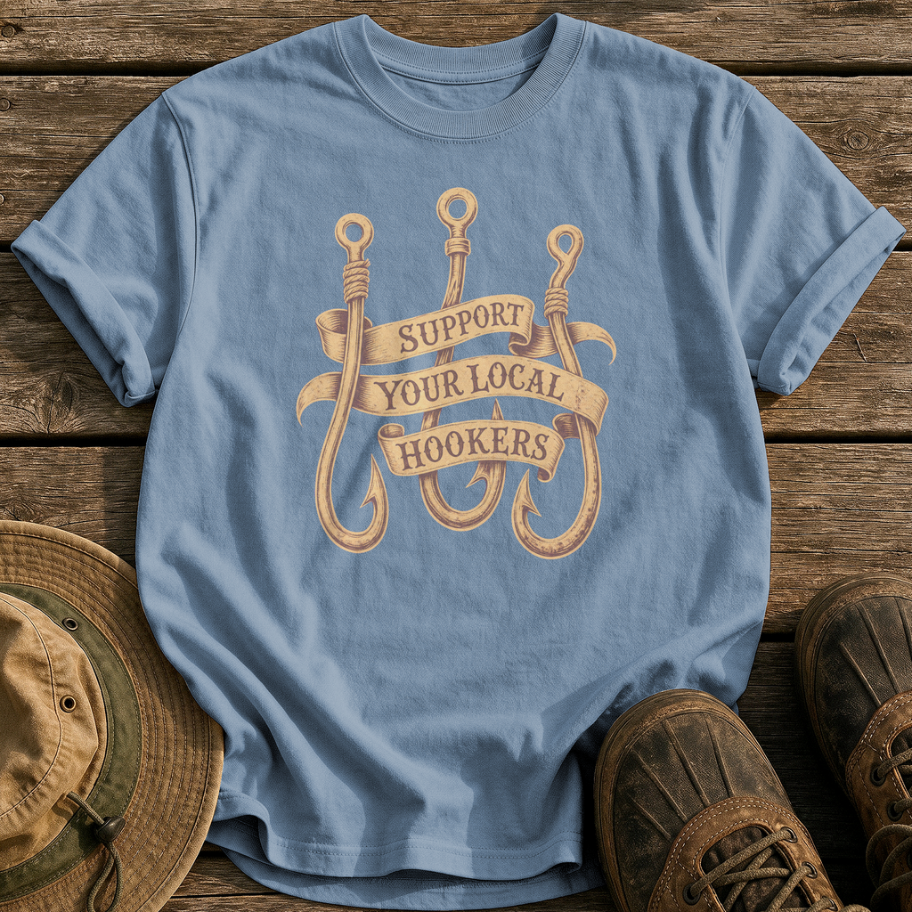 Support Your Local Hookers tee - Blue Jean - front