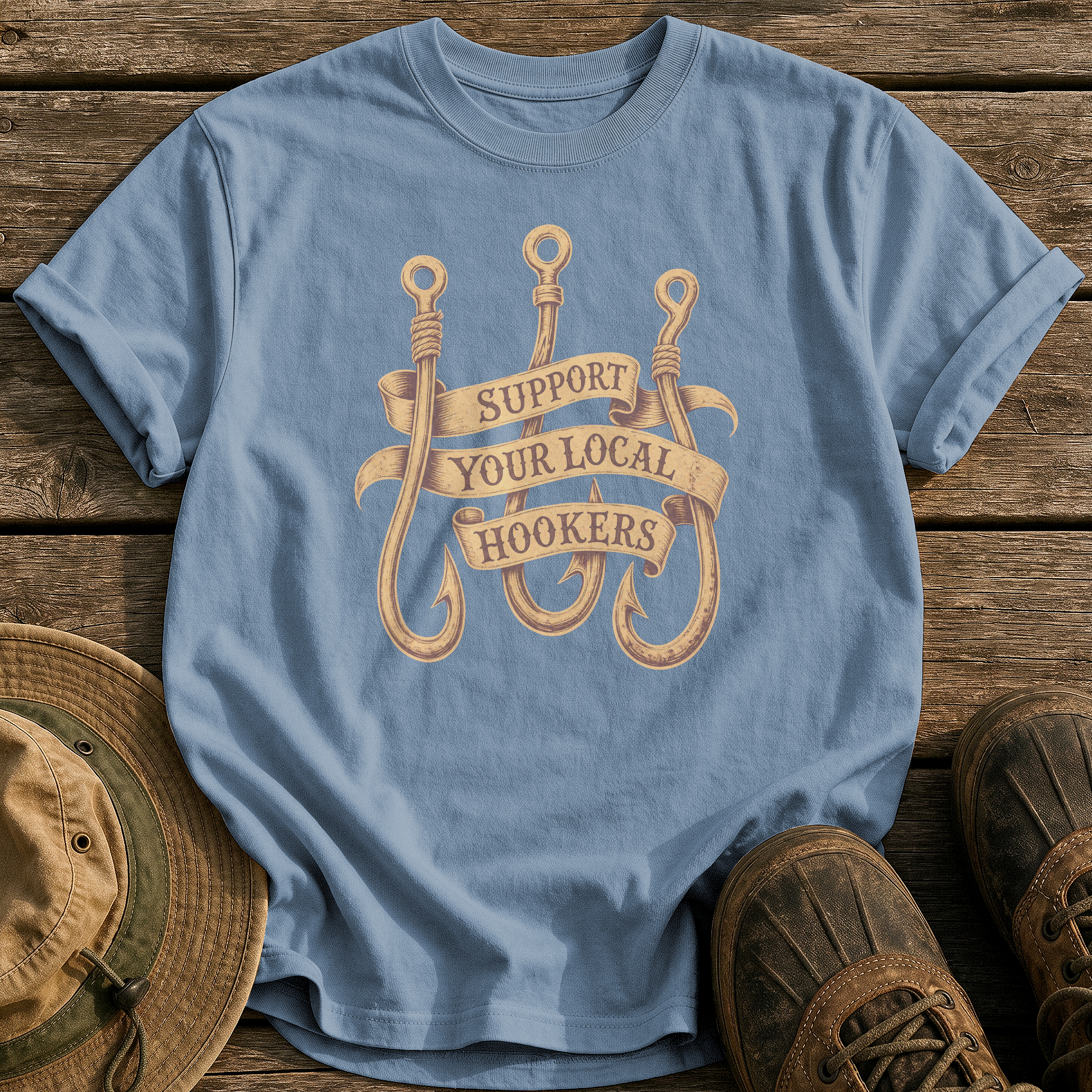 Support Your Local Hookers tee - Blue Jean - front