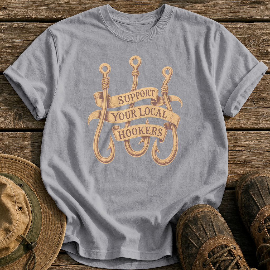 Support Your Local Hookers tee - Grey - front