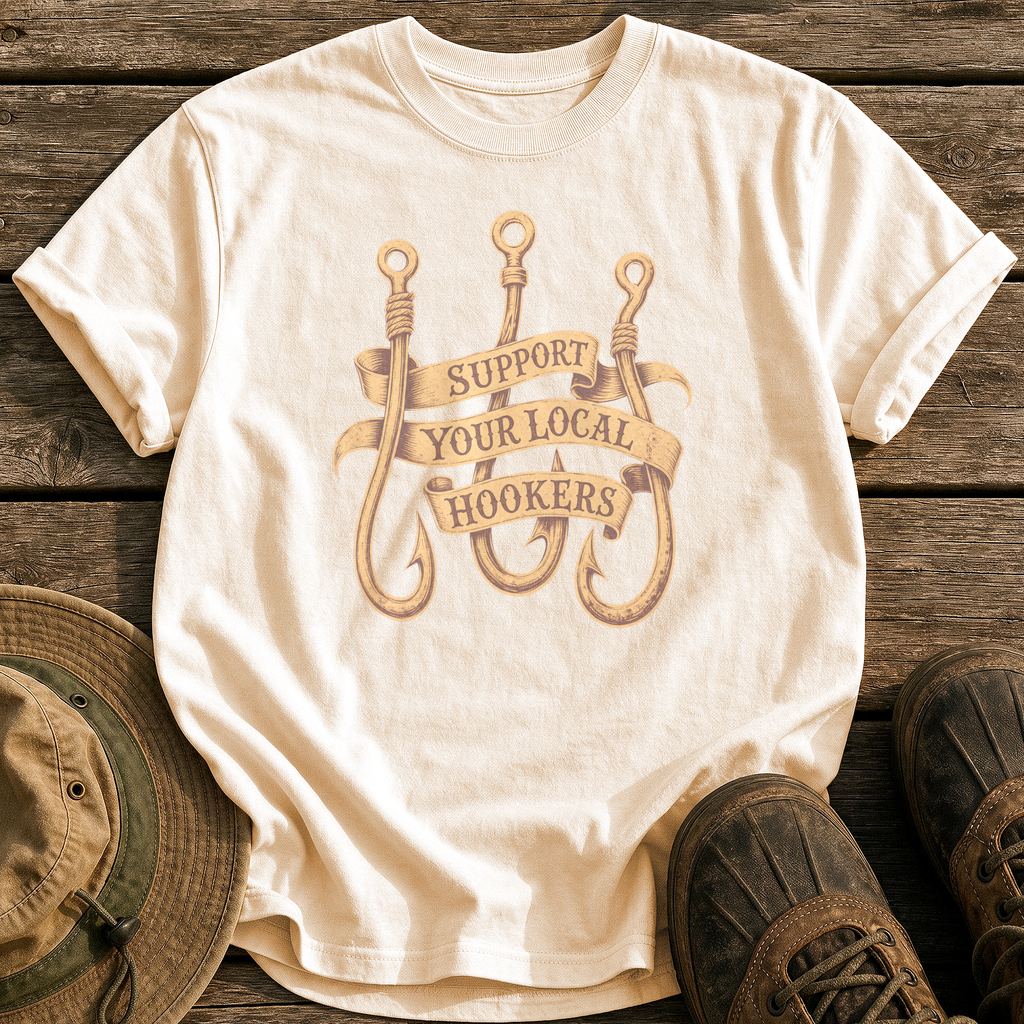 Support Your Local Hookers tee - Ivory - front