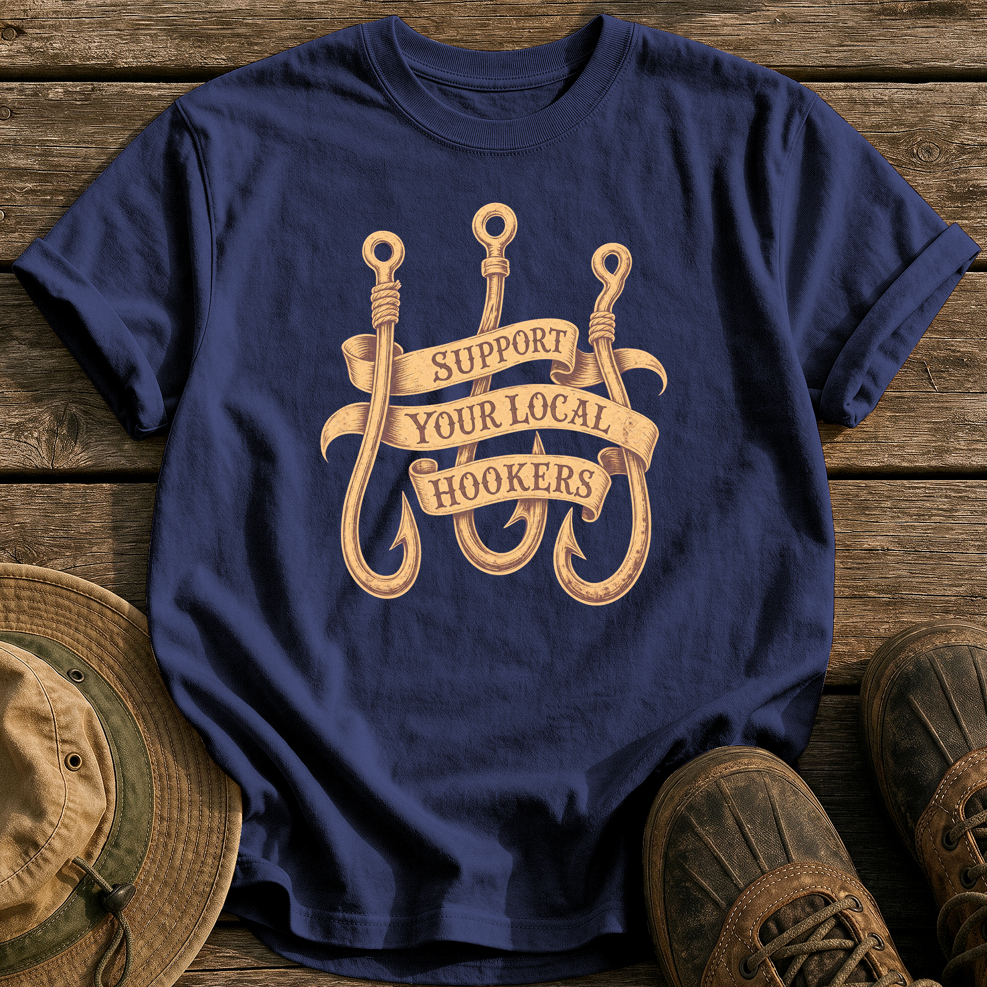 Support Your Local Hookers tee - True Navy - front