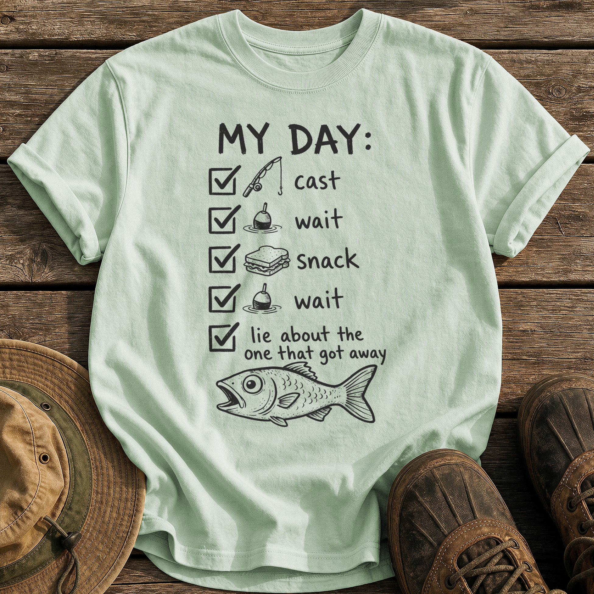 My Day Fishing Checklist tee - Bay - front