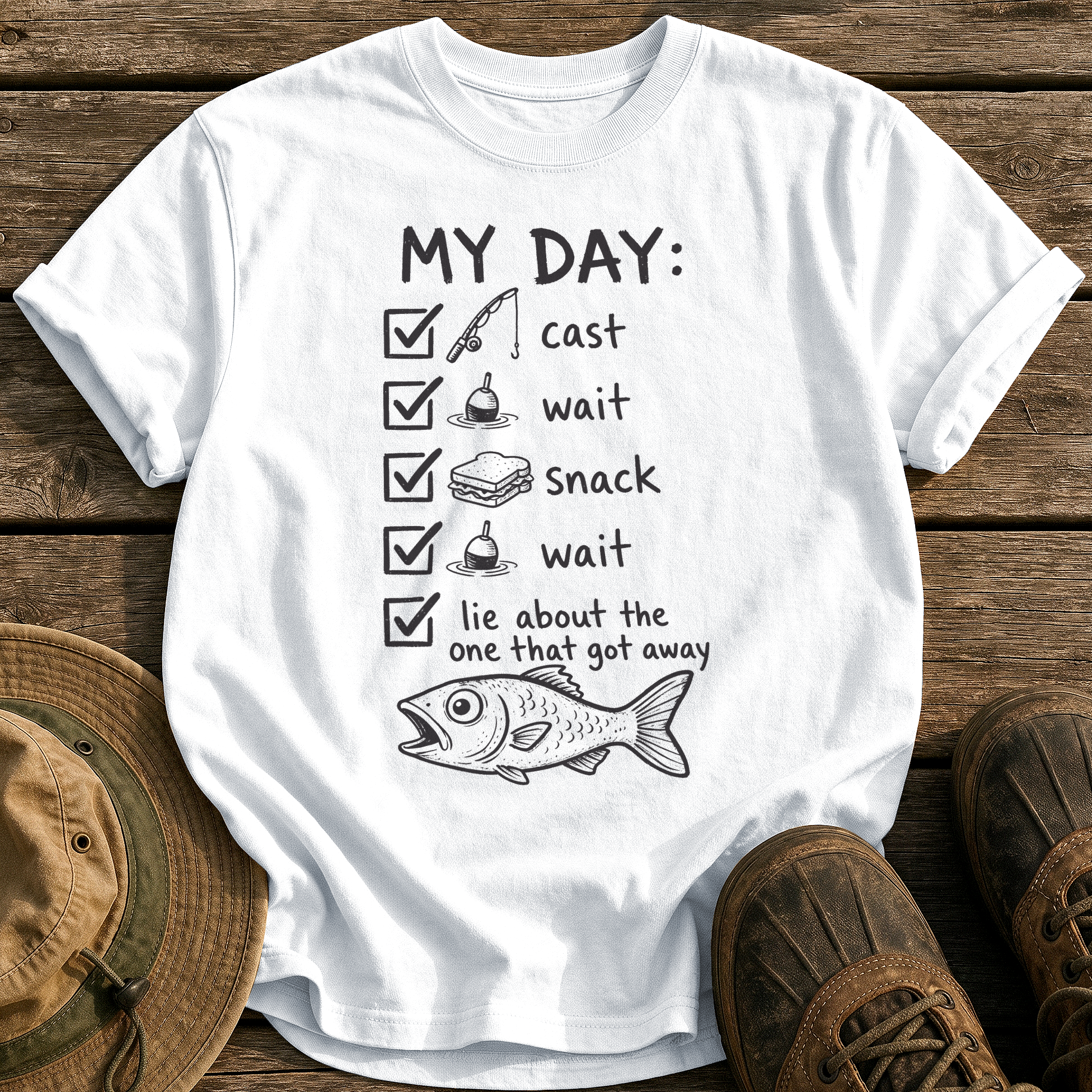 My Day Fishing Checklist tee - White - front