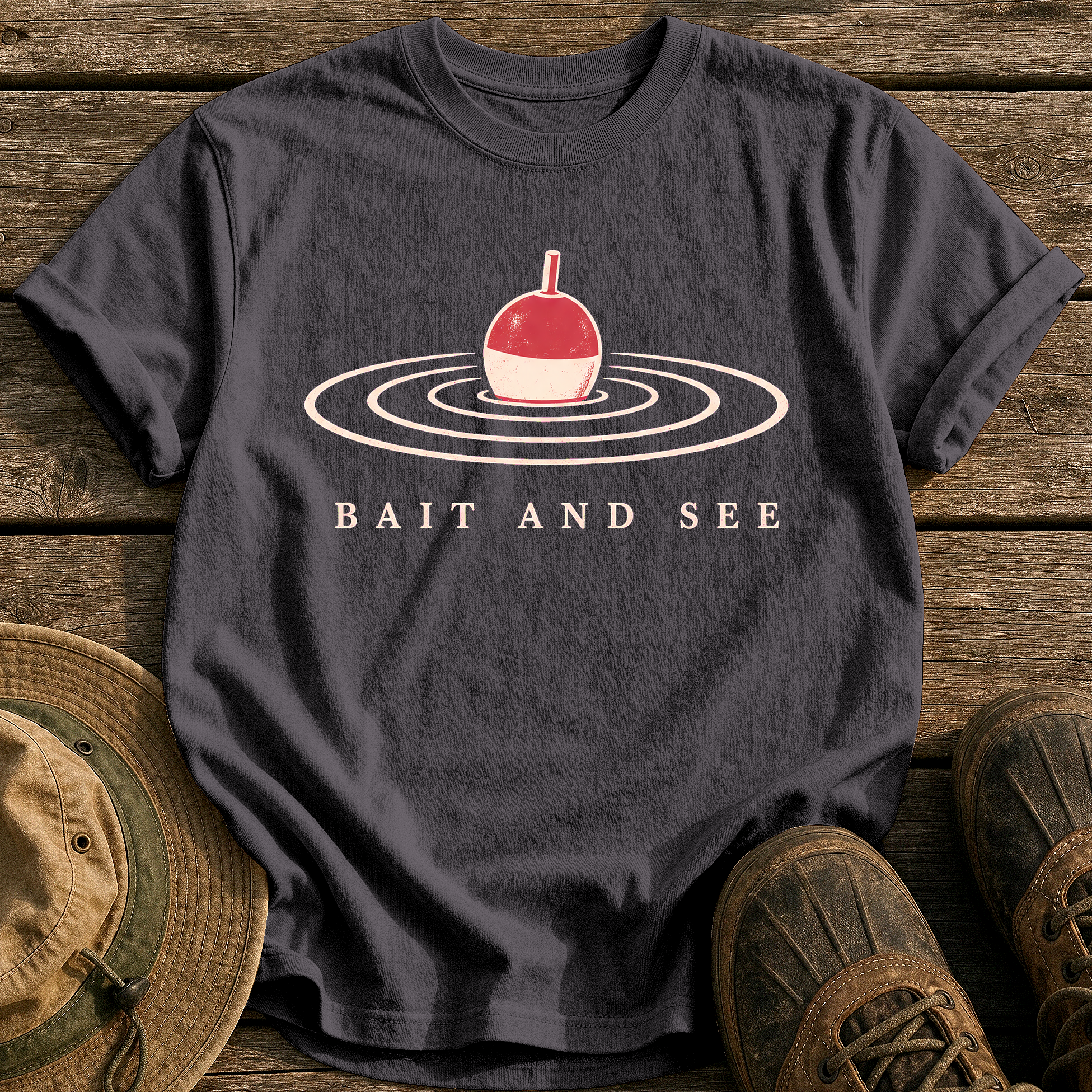 Bait and See tee - Graphite - front