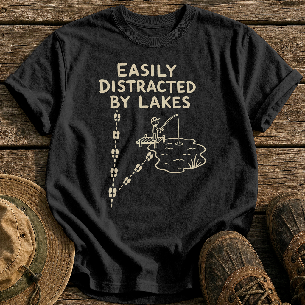 Easily Distracted by Lakes tee - Black - front