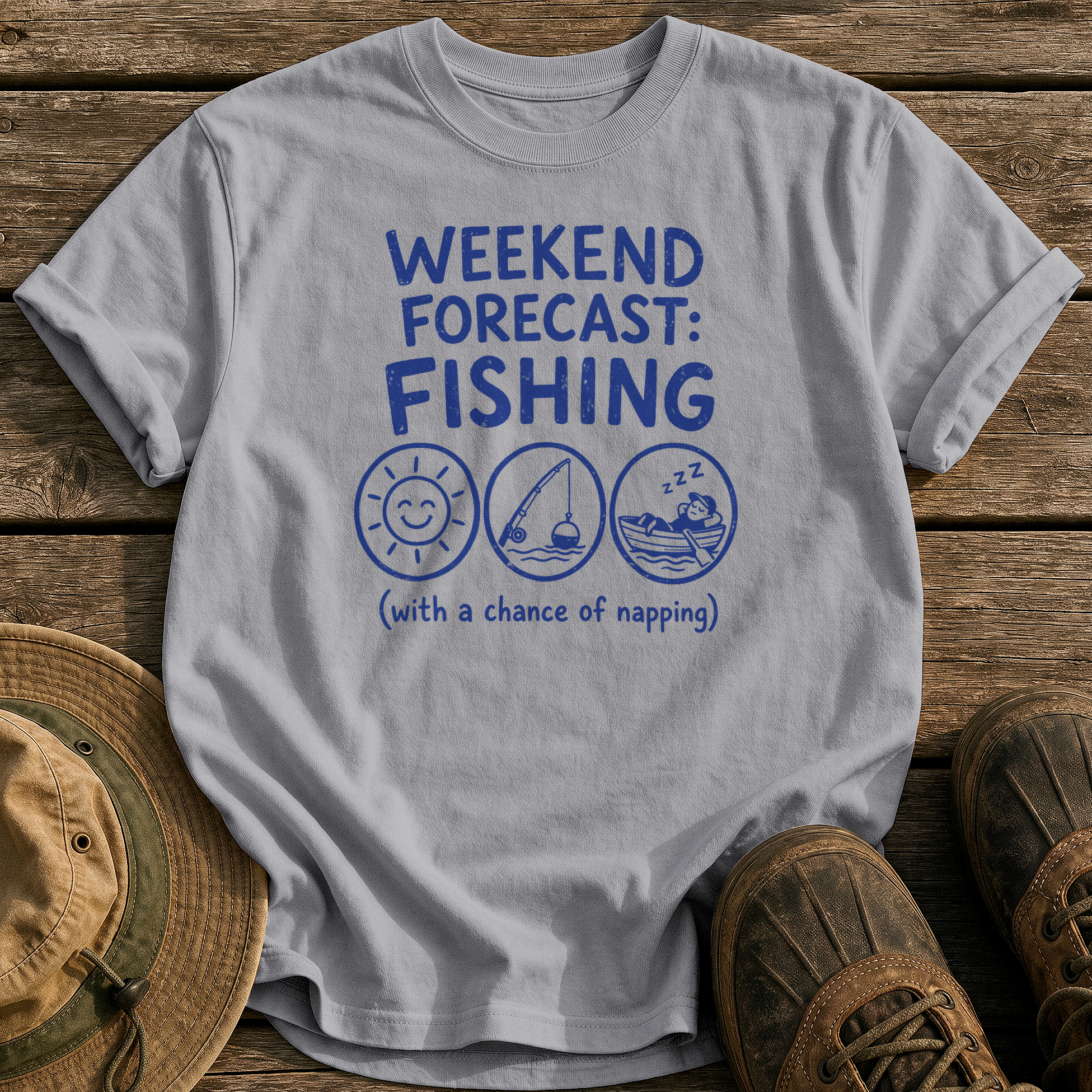 Weekend Forecast: Fishing & Napping tee - Grey - front