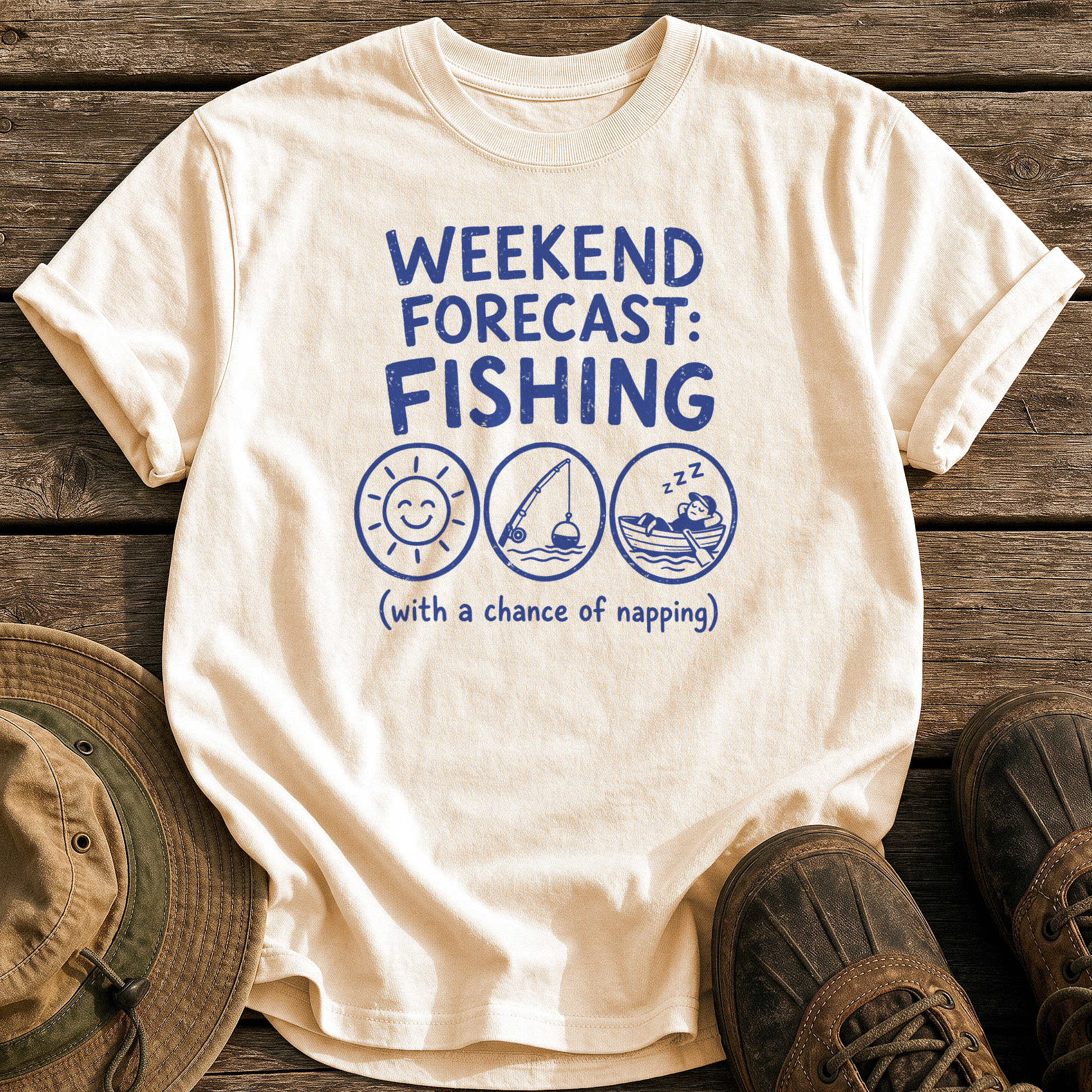 Weekend Forecast: Fishing & Napping tee - Ivory - front