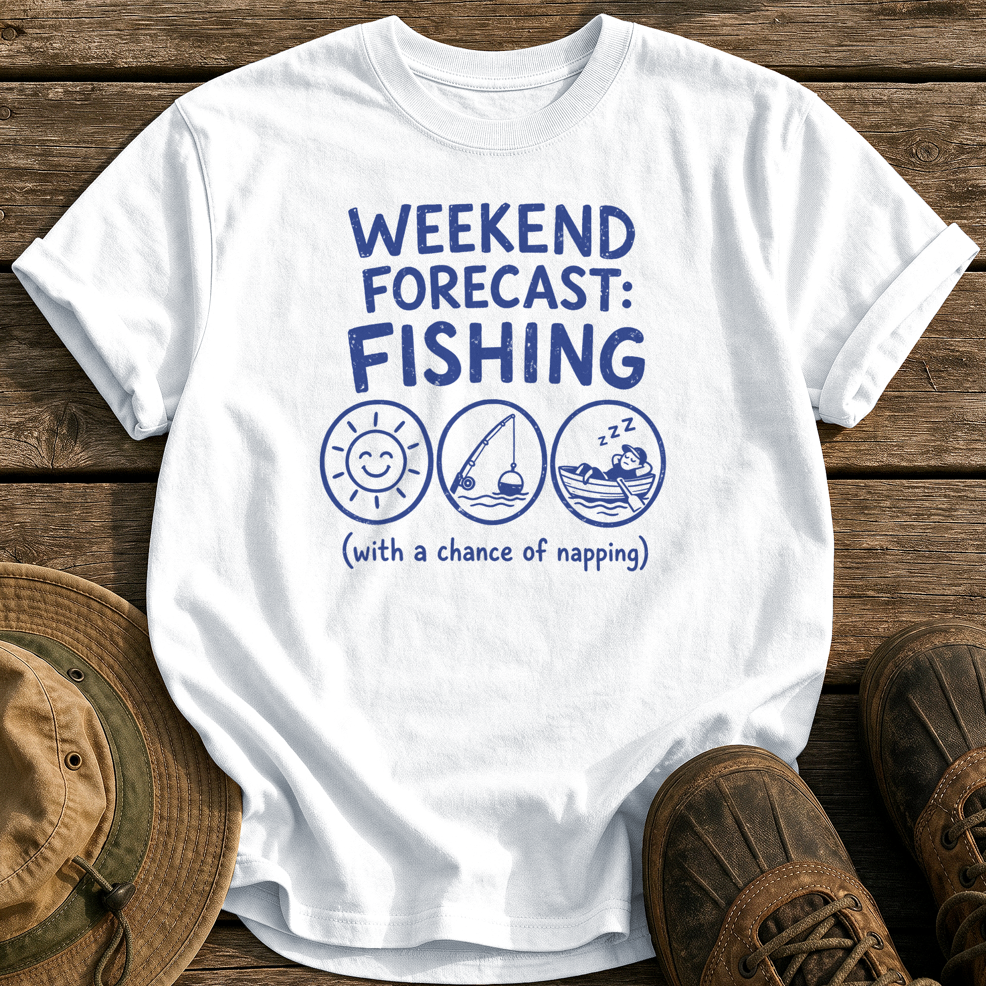 Weekend Forecast: Fishing & Napping tee - White - front