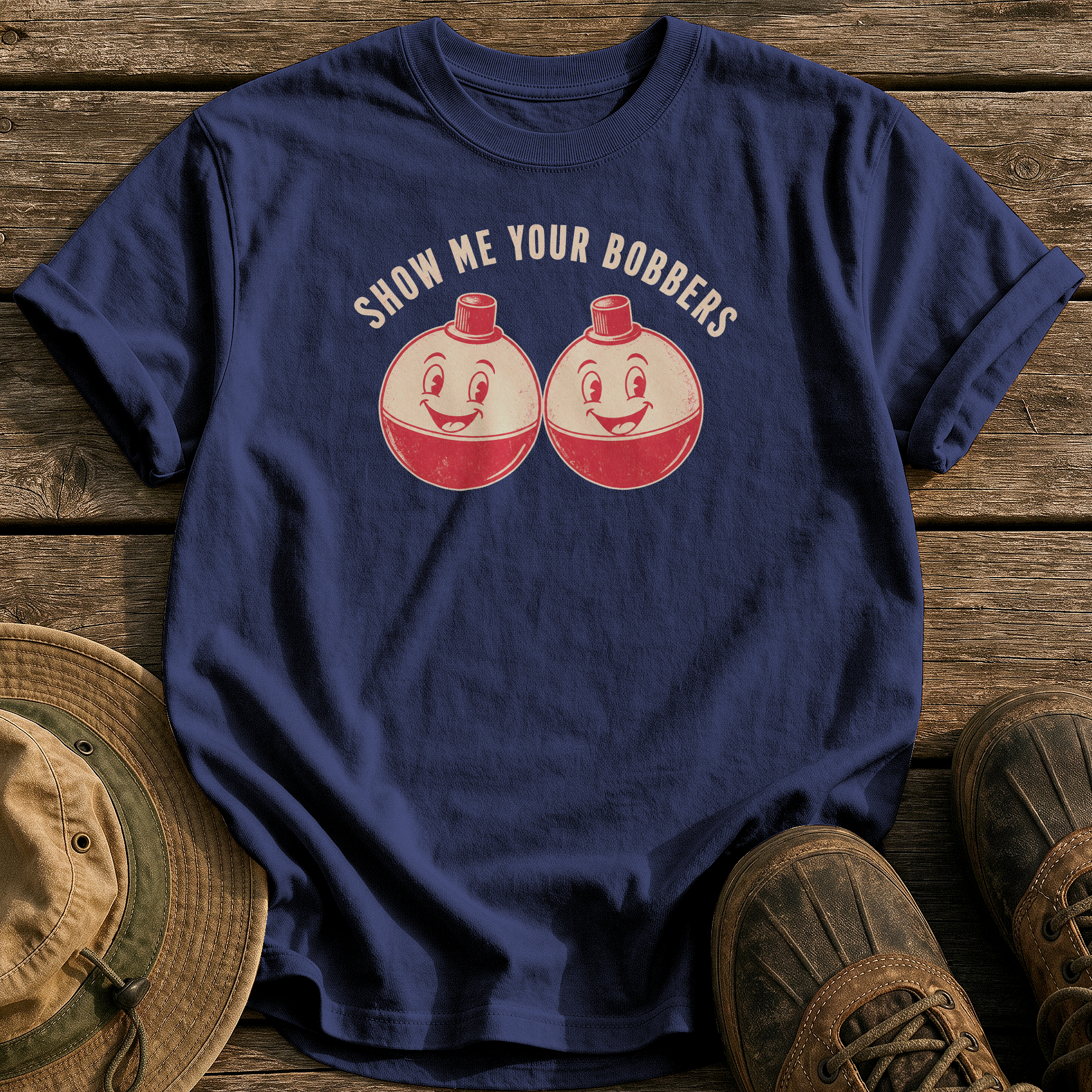 Show Me Your Bobbers tee - True Navy - front