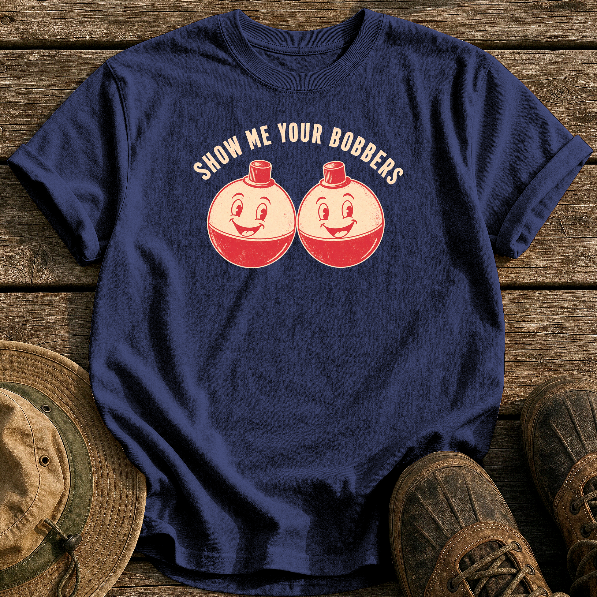 Show Me Your Bobbers tee - True Navy - front
