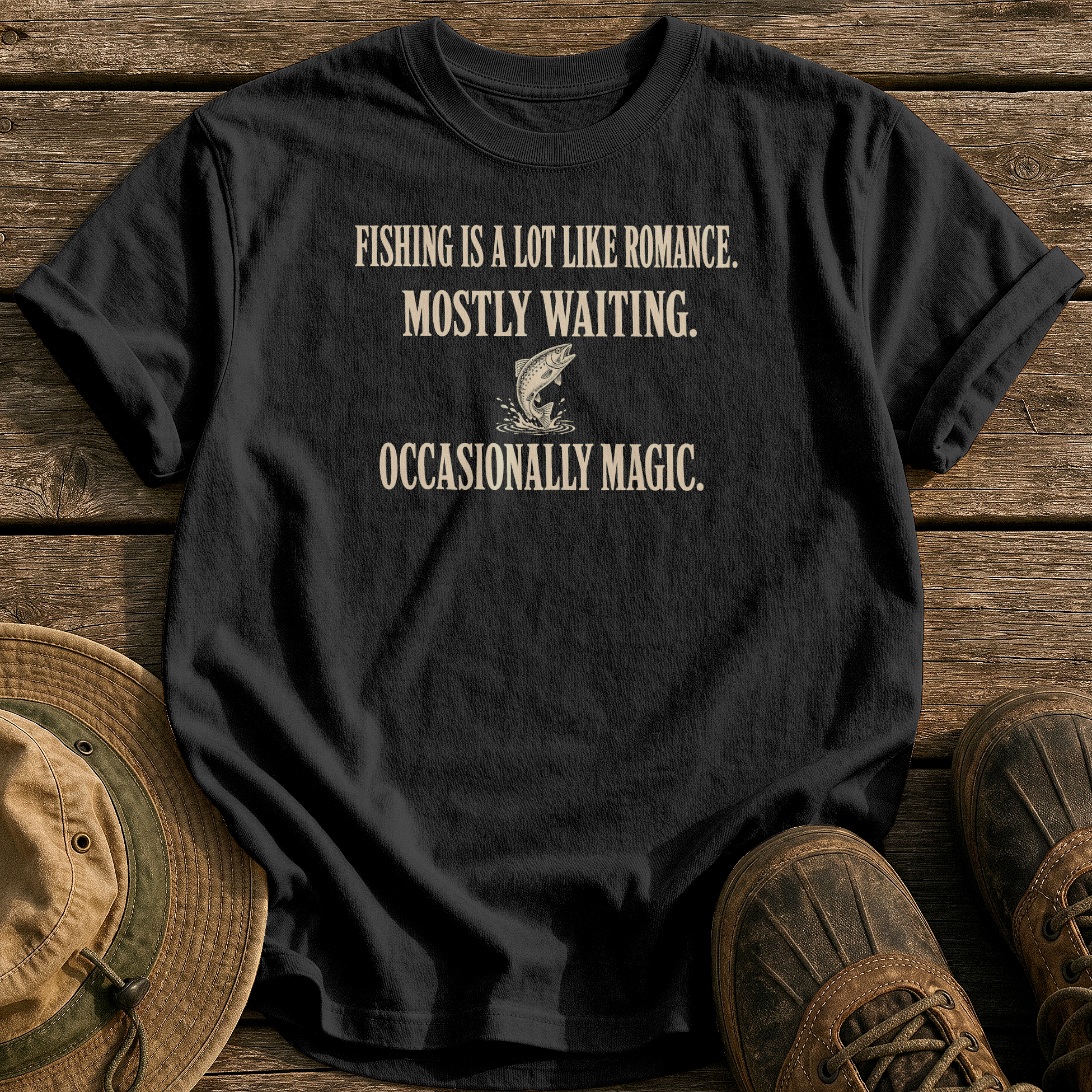 Mostly Waiting, Occasionally Magic tee - Black - front