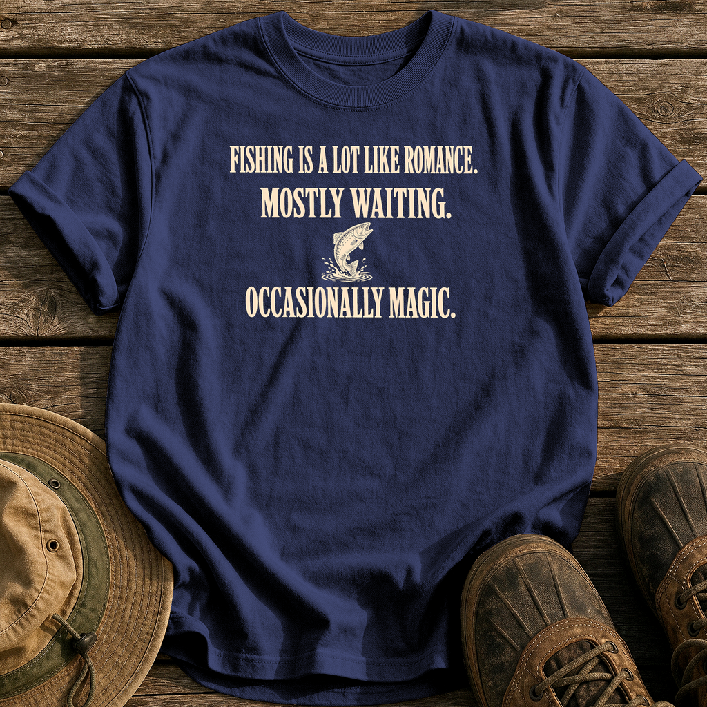 Mostly Waiting, Occasionally Magic tee - True Navy - front
