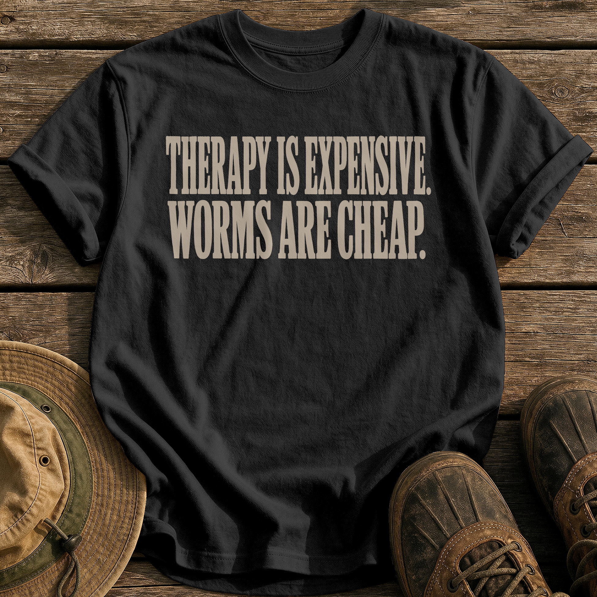 Worms Cheaper Than Therapy tee - Black - front