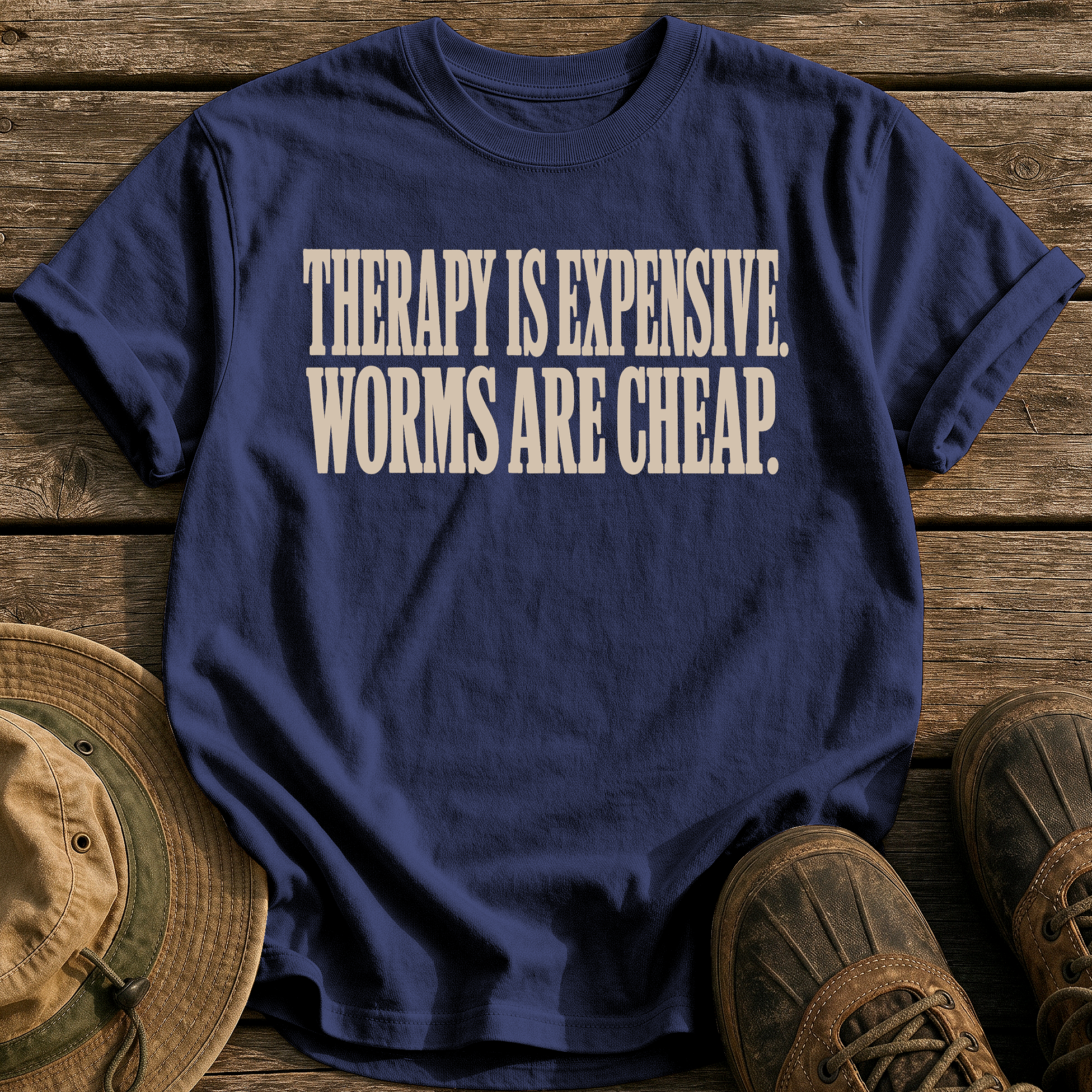 Worms Cheaper Than Therapy tee - True Navy - front