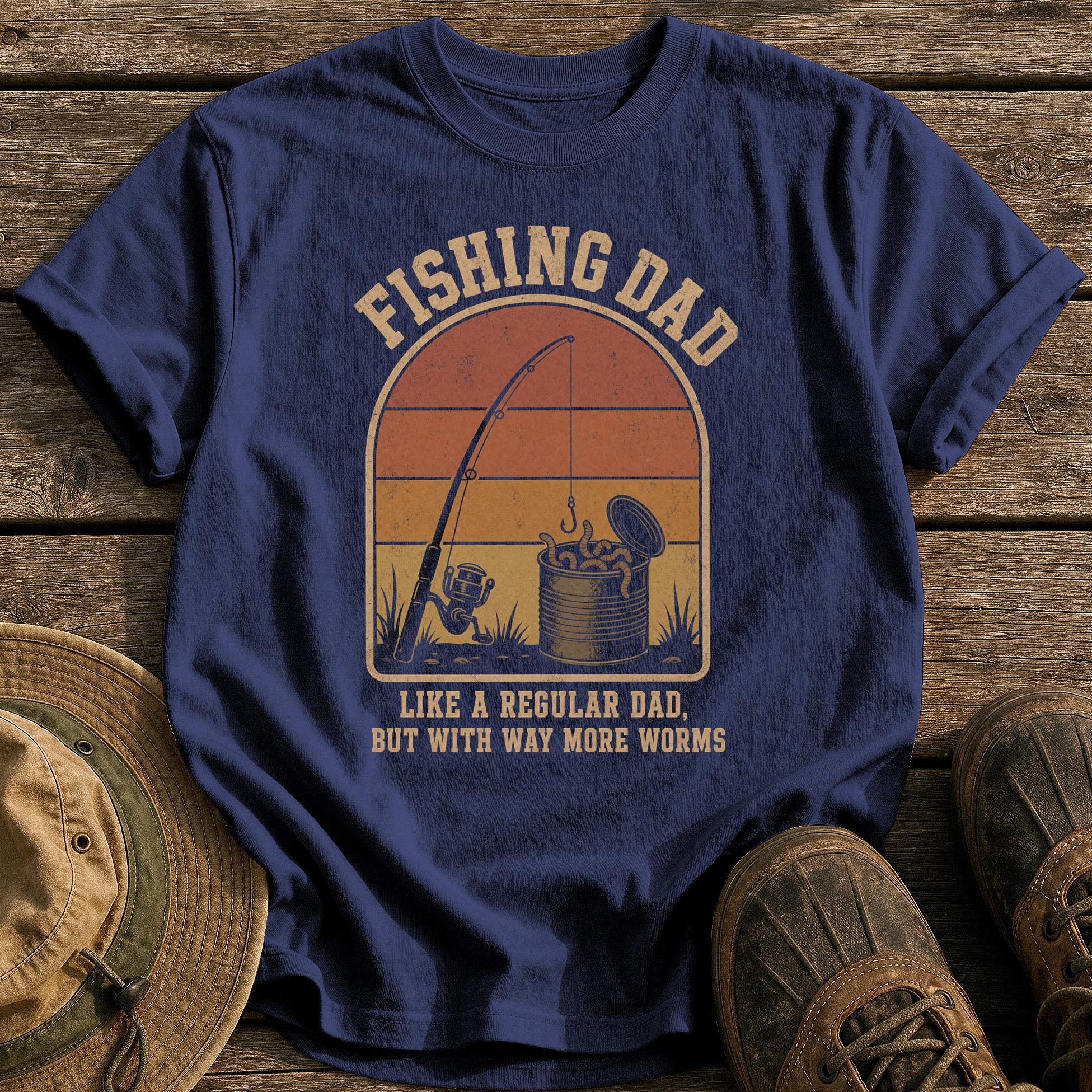 Fishing Dad tee - True Navy - front