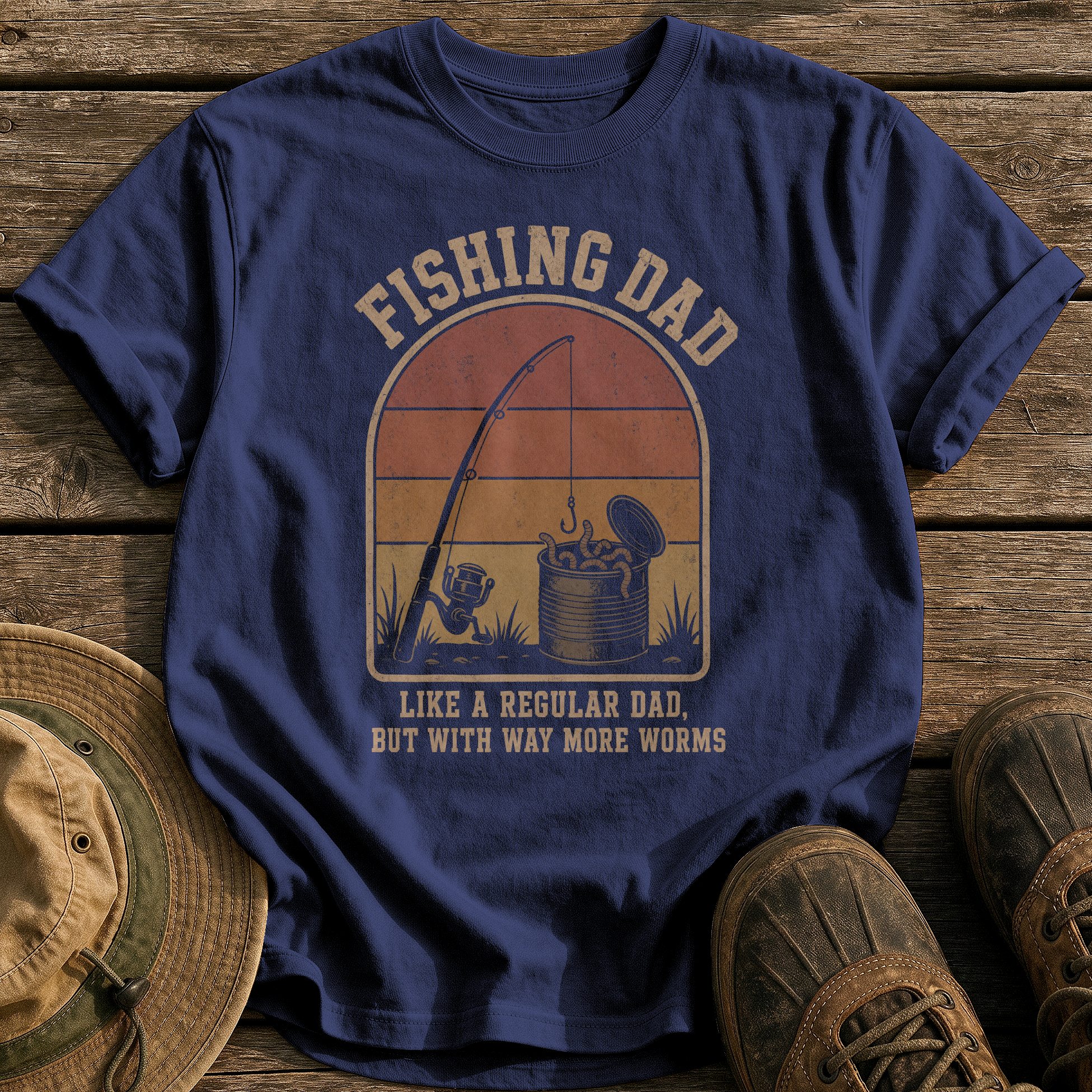 Fishing Dad tee - True Navy - front