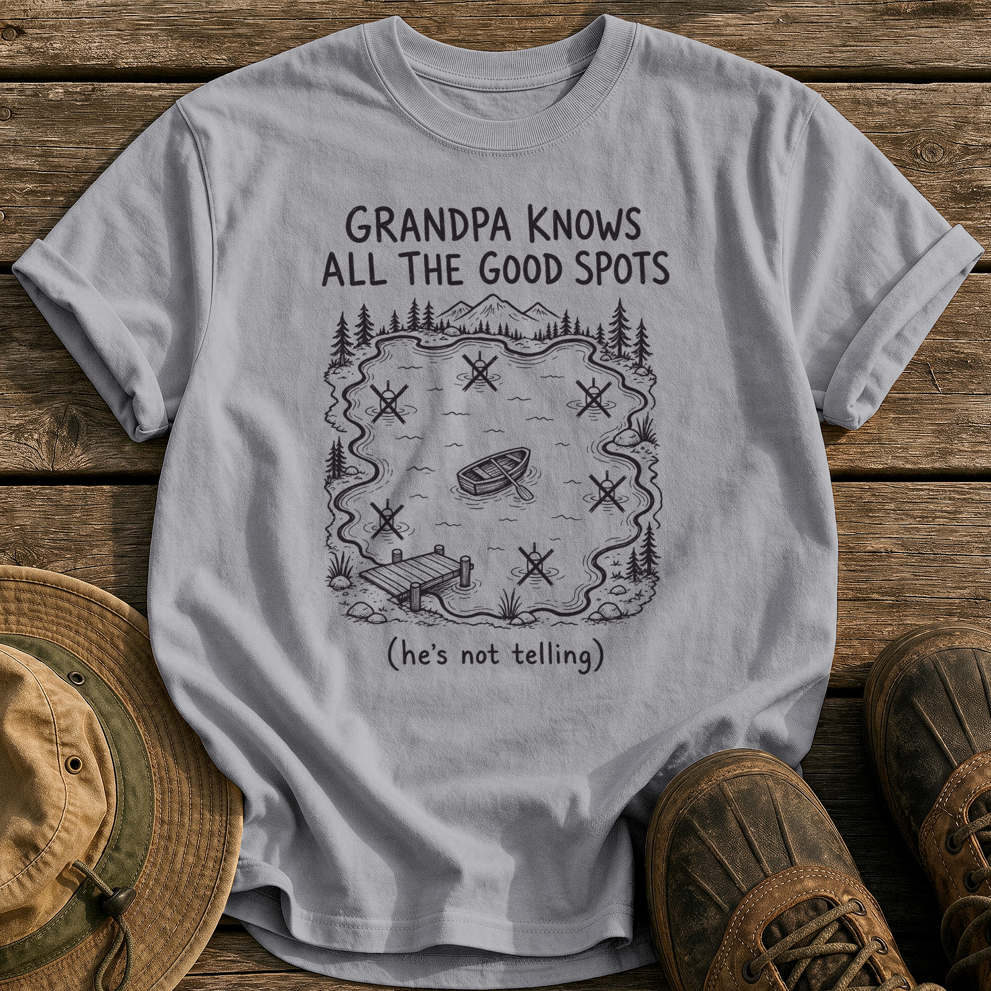 Grandpa Knows All the Spots tee - Grey - front