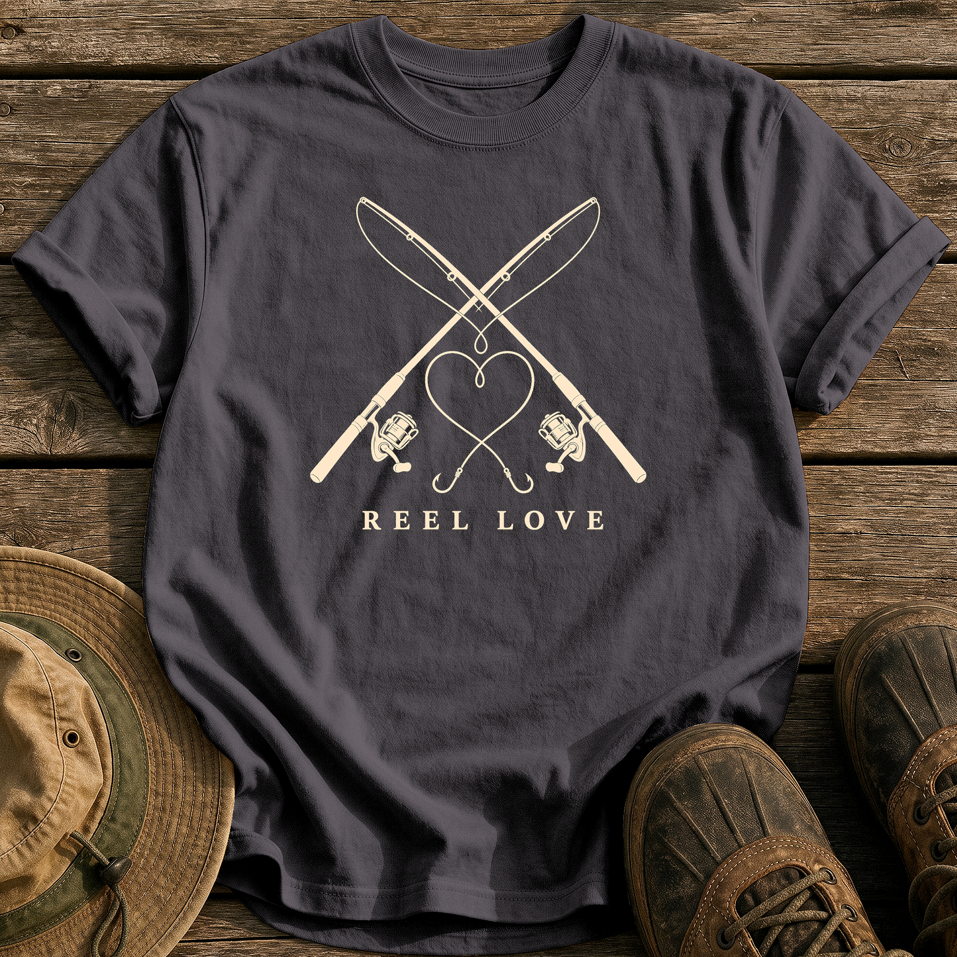 Reel Love tee - Graphite - front