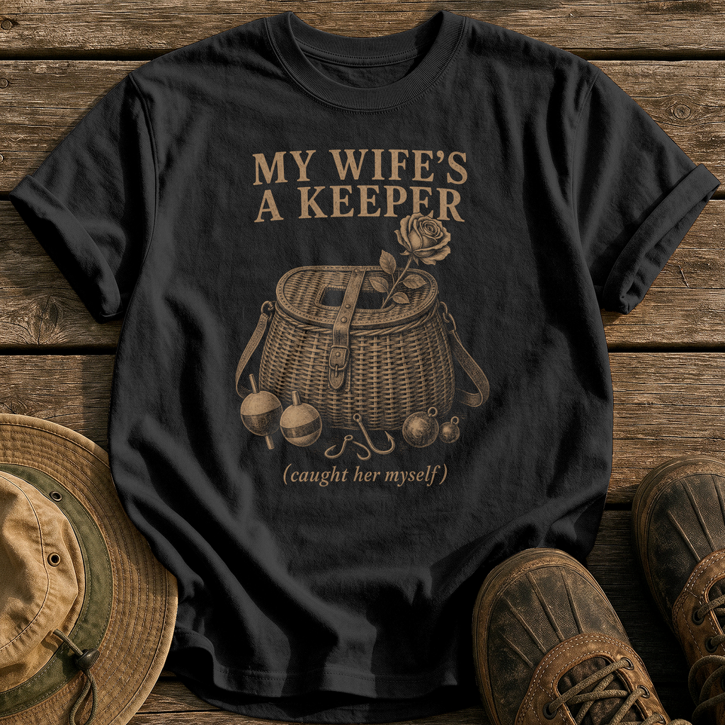 My Wife's A Keeper tee - Black - front