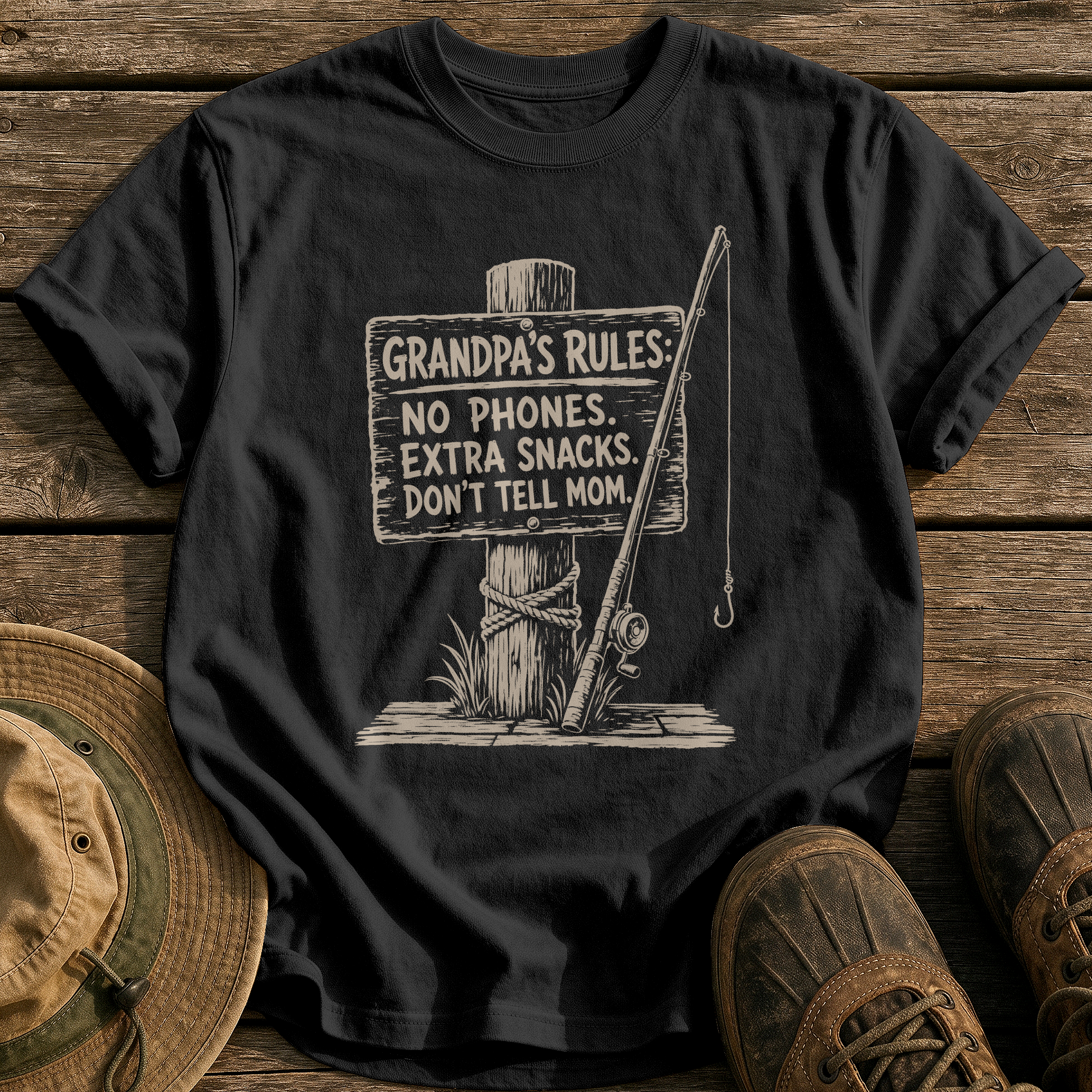 Grandpa's Rules tee - Black - front