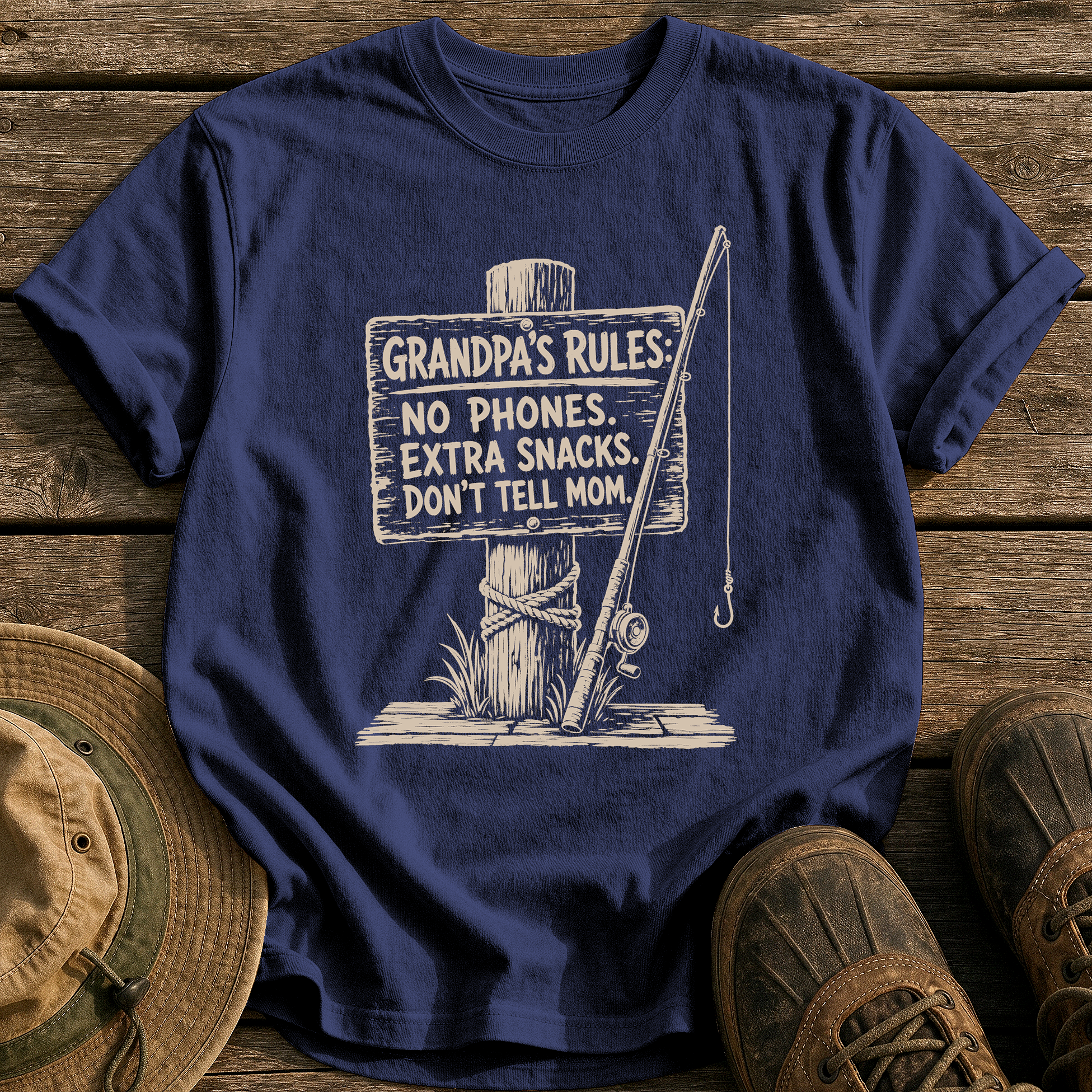 Grandpa's Rules tee - True Navy - front