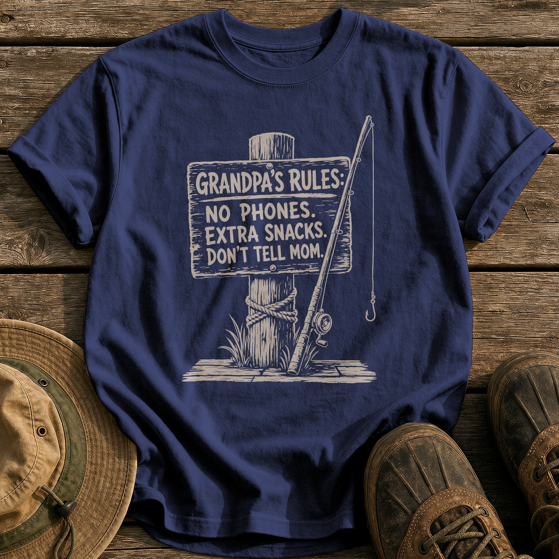 Grandpa's Rules tee - True Navy - front