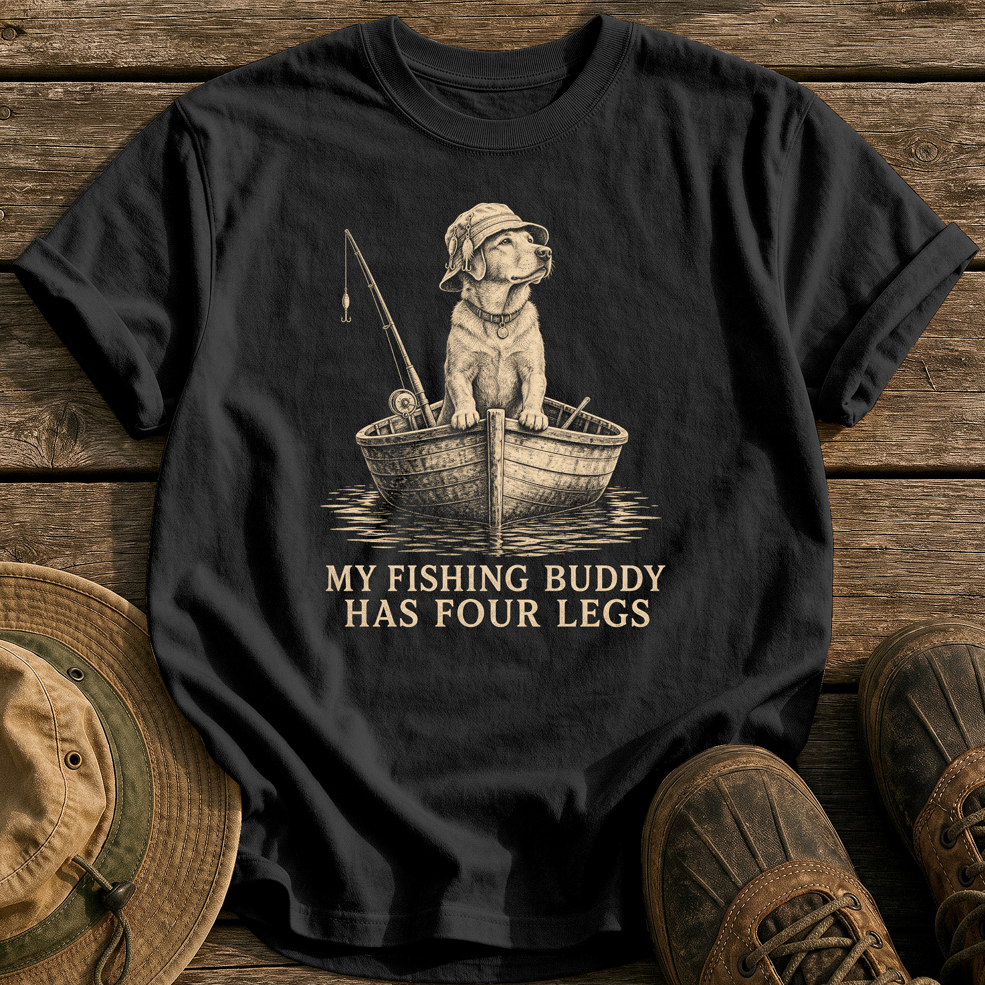 My Four Legged Fishing Buddy tee - Black - front