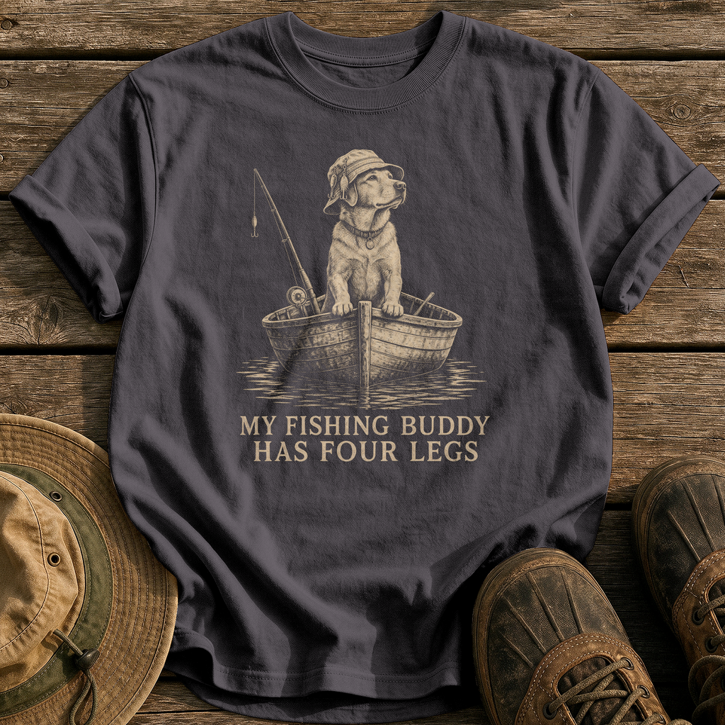 My Four Legged Fishing Buddy tee - Graphite - front