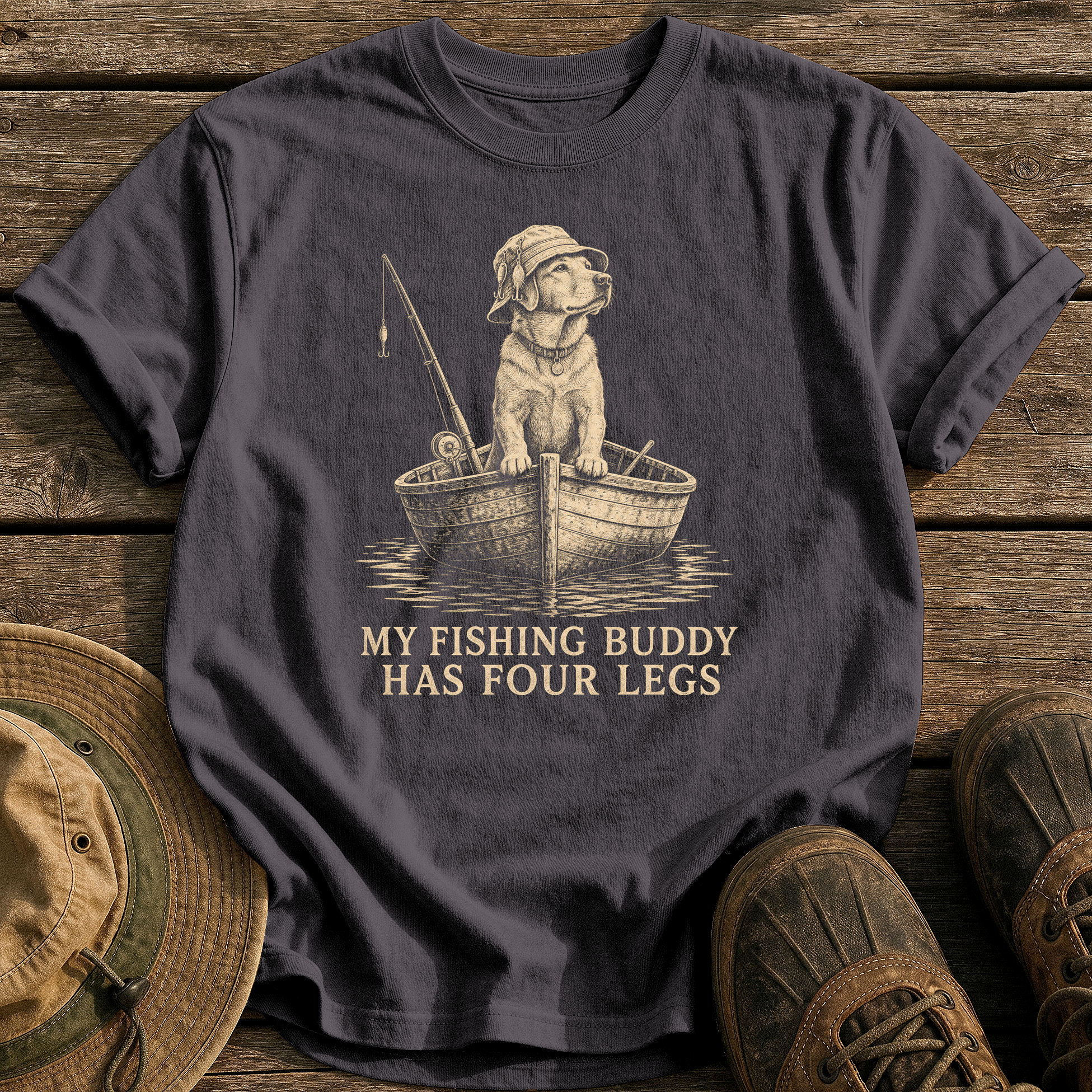 My Four Legged Fishing Buddy tee - Graphite - front
