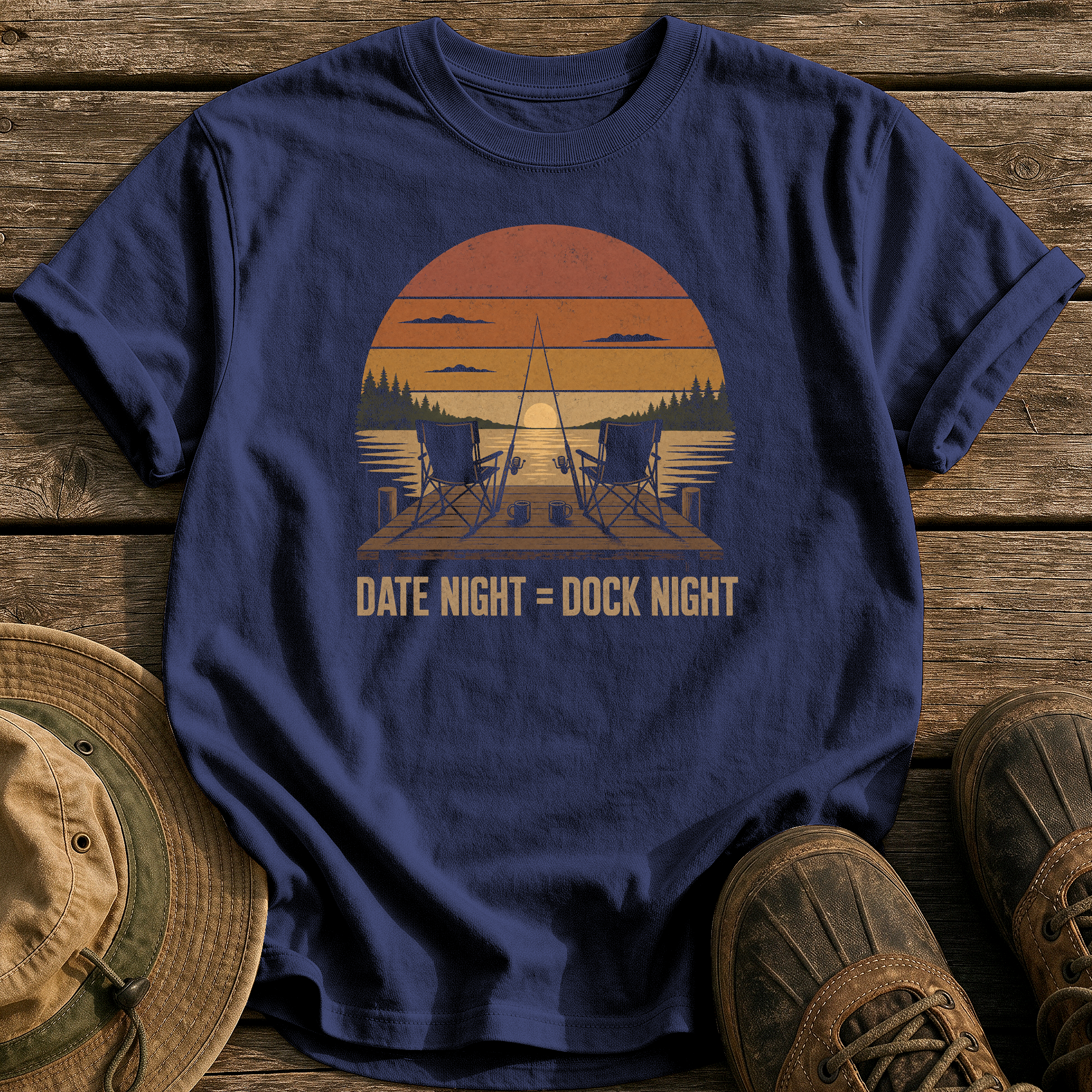 Date Night = Dock Night tee - True Navy - front