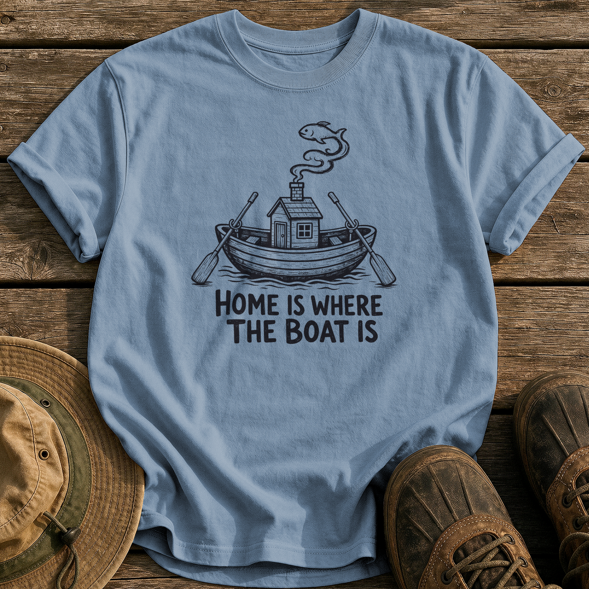 Home Is the Boat tee - Blue Jean - front