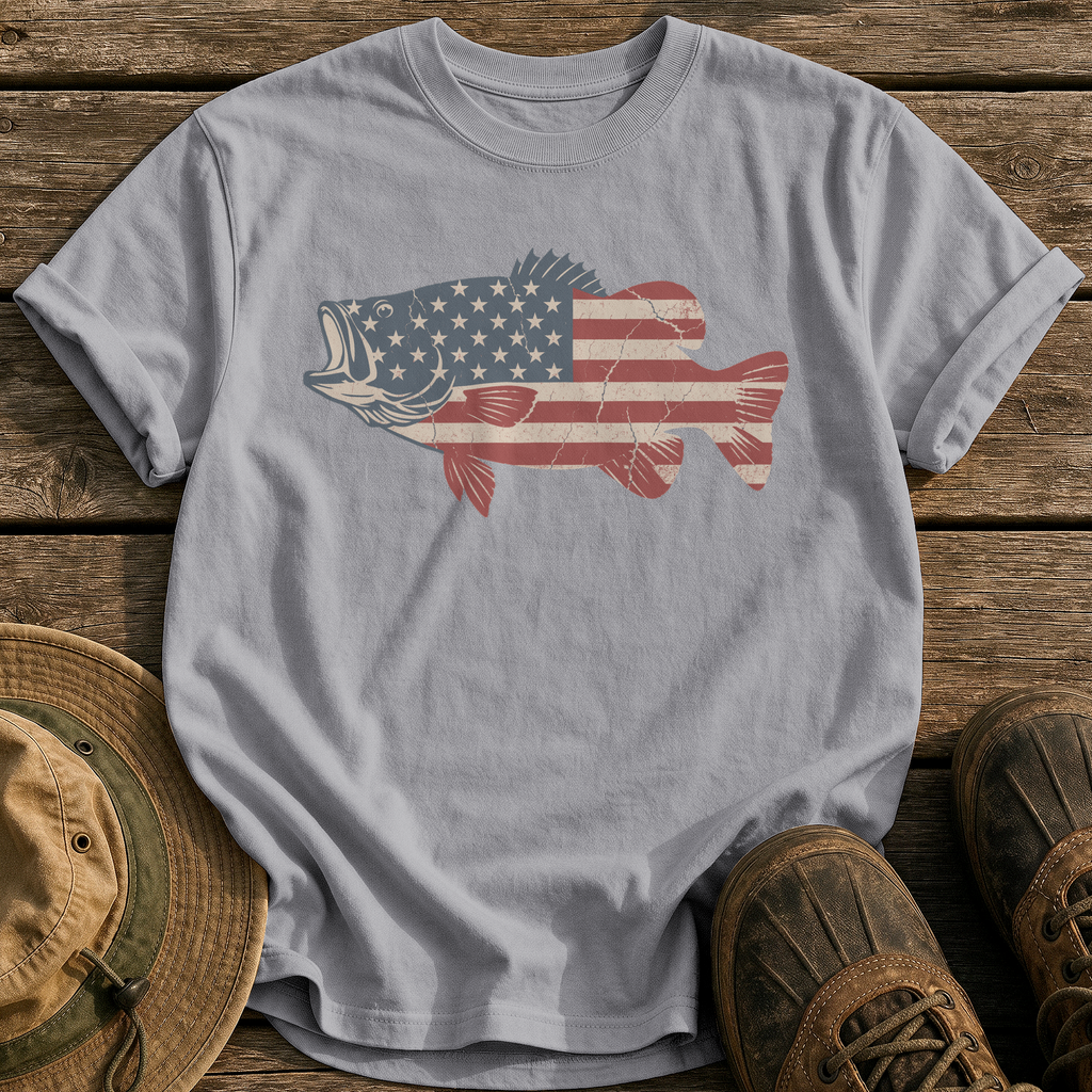 American Flag Bass tee - Grey - front