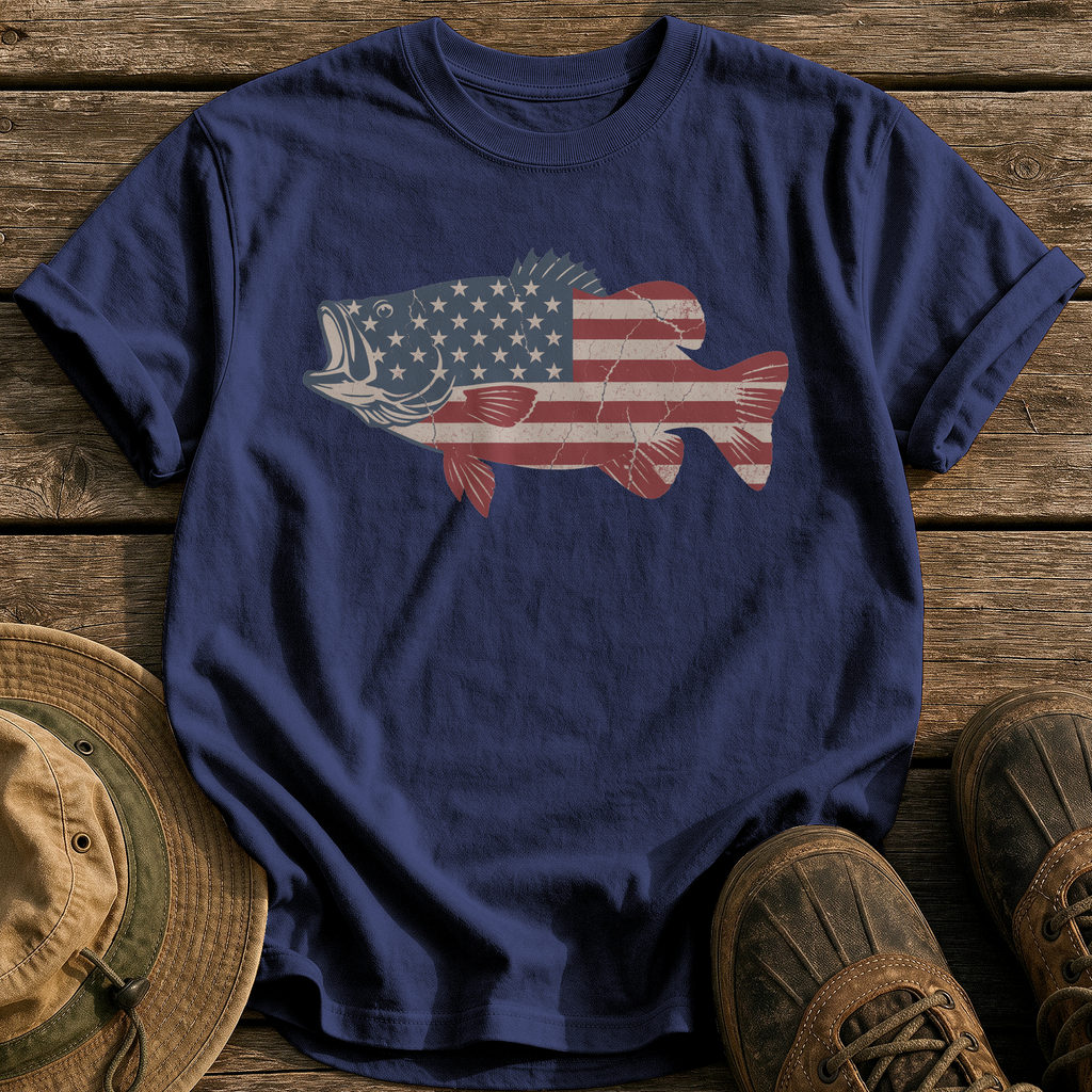 American Flag Bass tee - True Navy - front