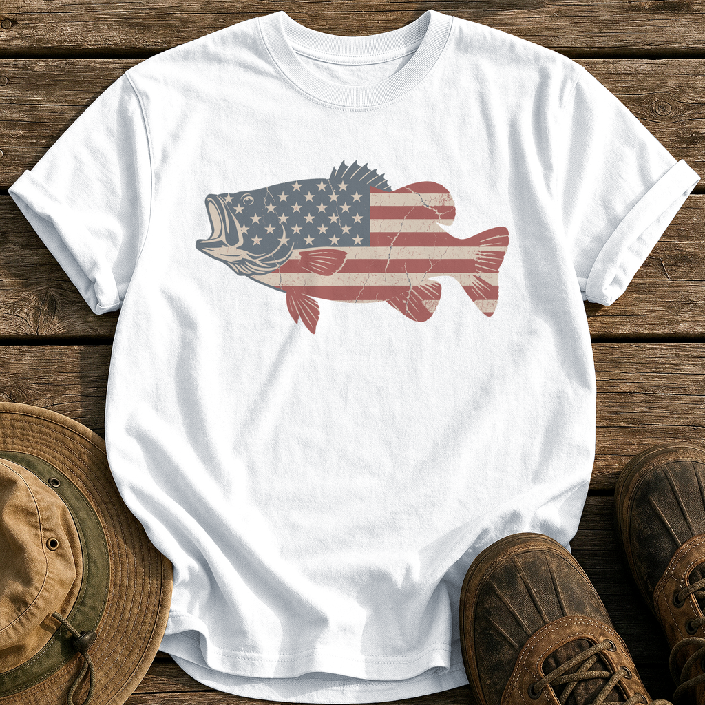 American Flag Bass tee - White - front