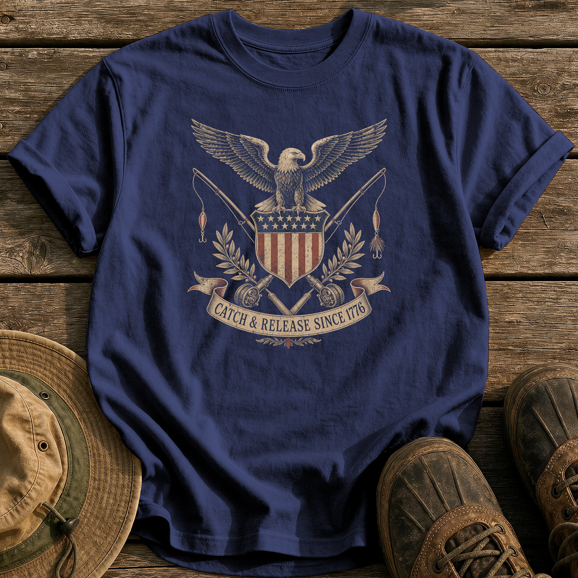 Catch & Release Since 1776 tee - True Navy - front
