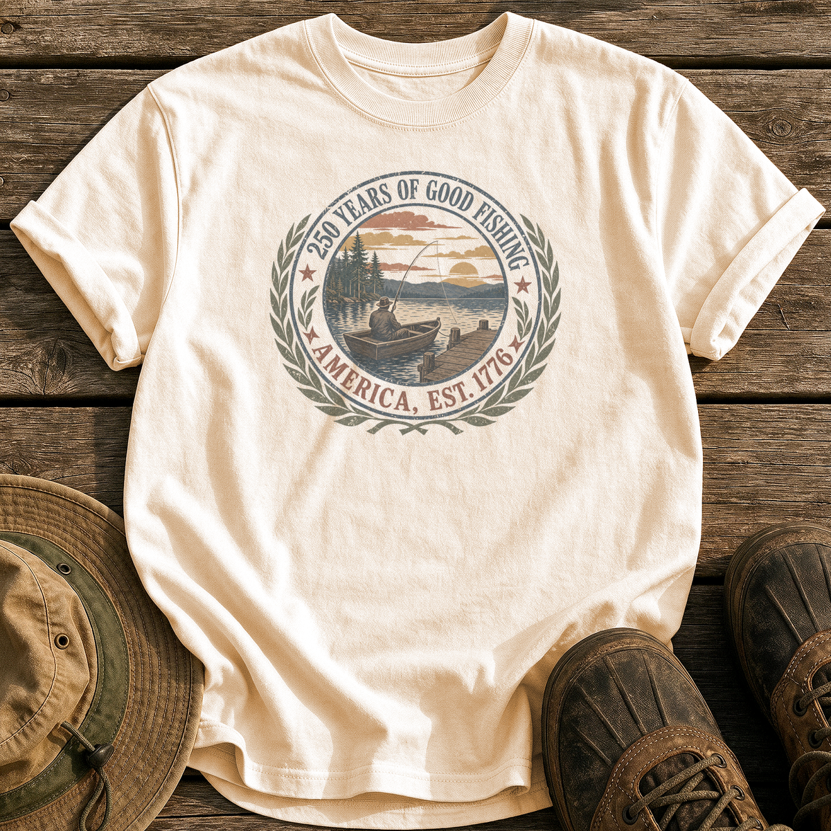 250 Years of Good Fishing tee - Ivory - front