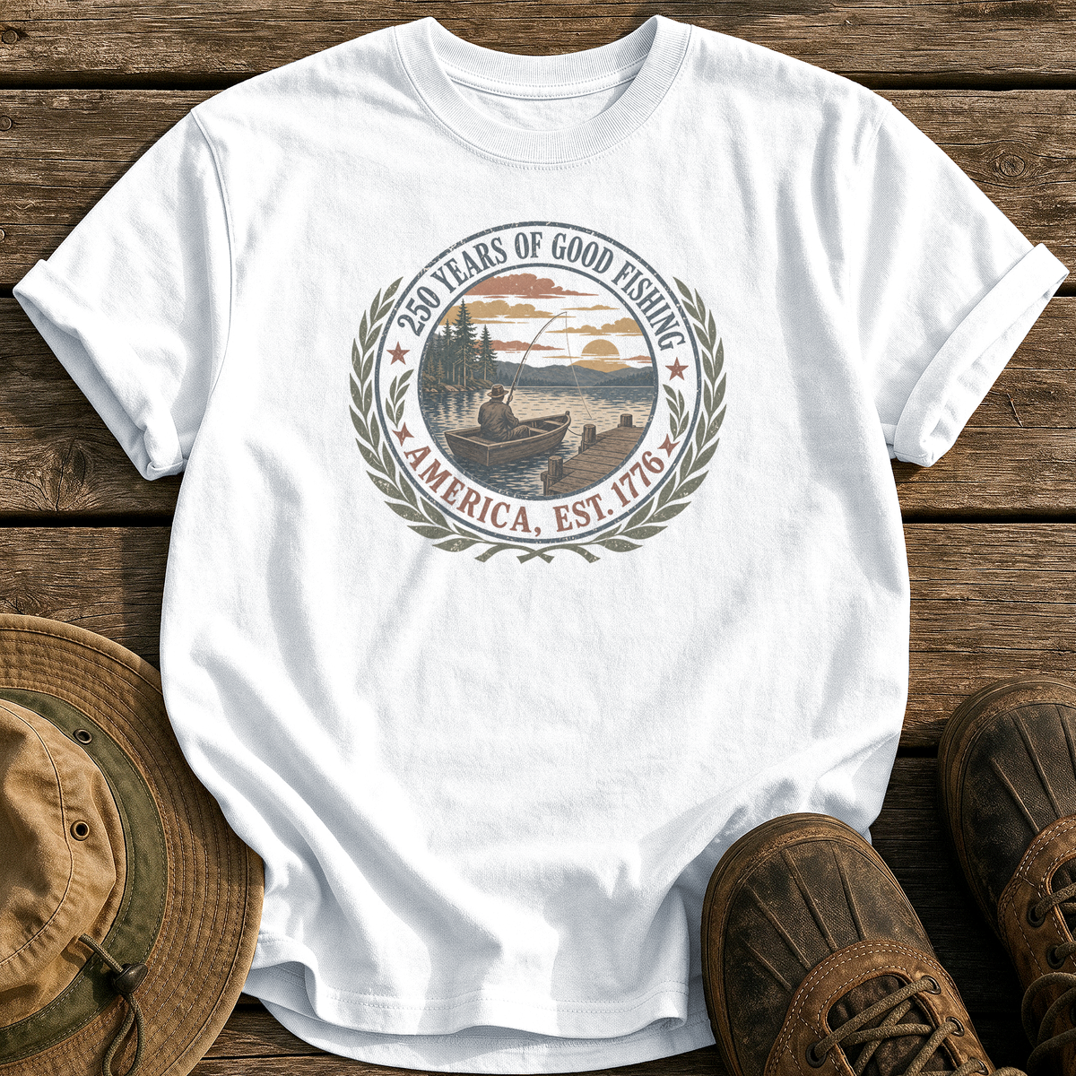 250 Years of Good Fishing tee - White - front
