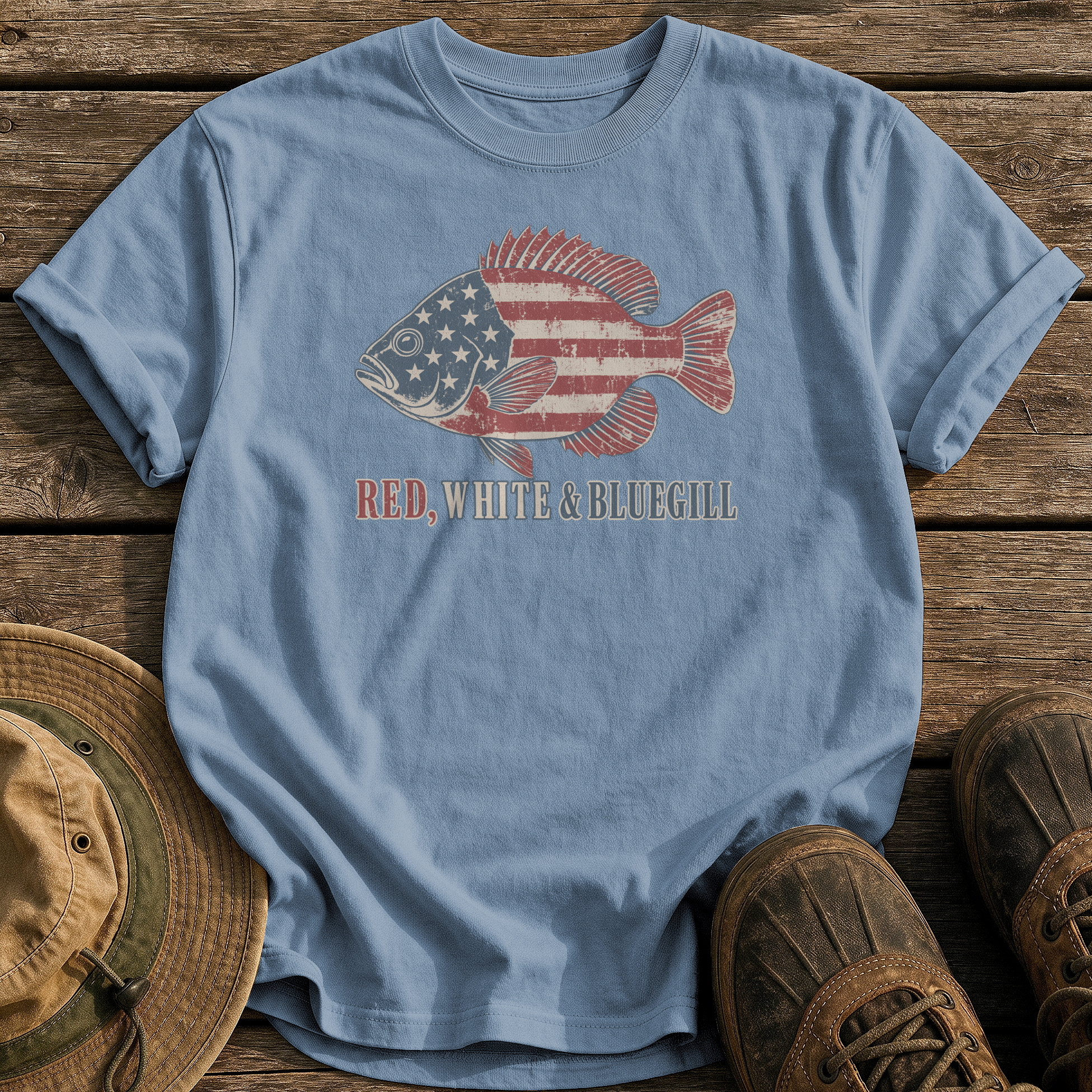 Red, White & Bluegill tee - Blue Jean - front