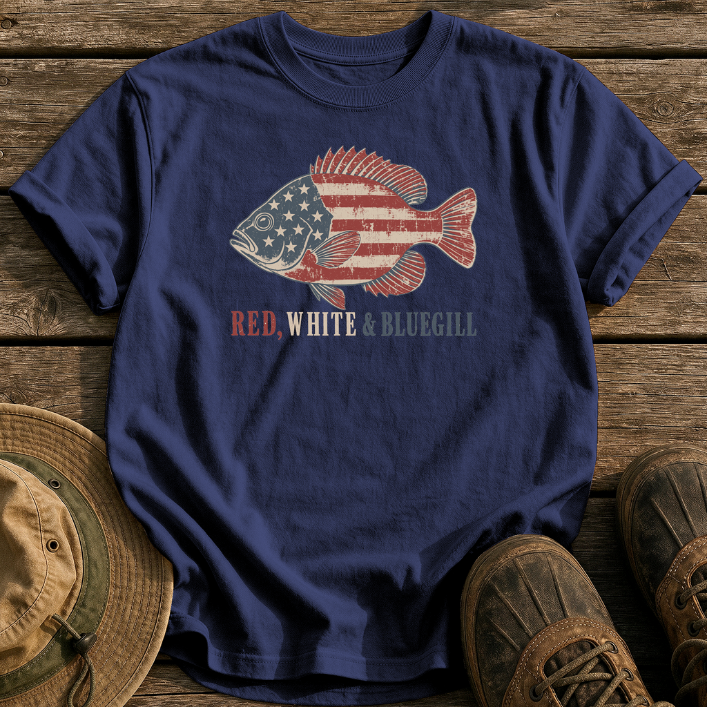 Red, White & Bluegill tee - True Navy - front