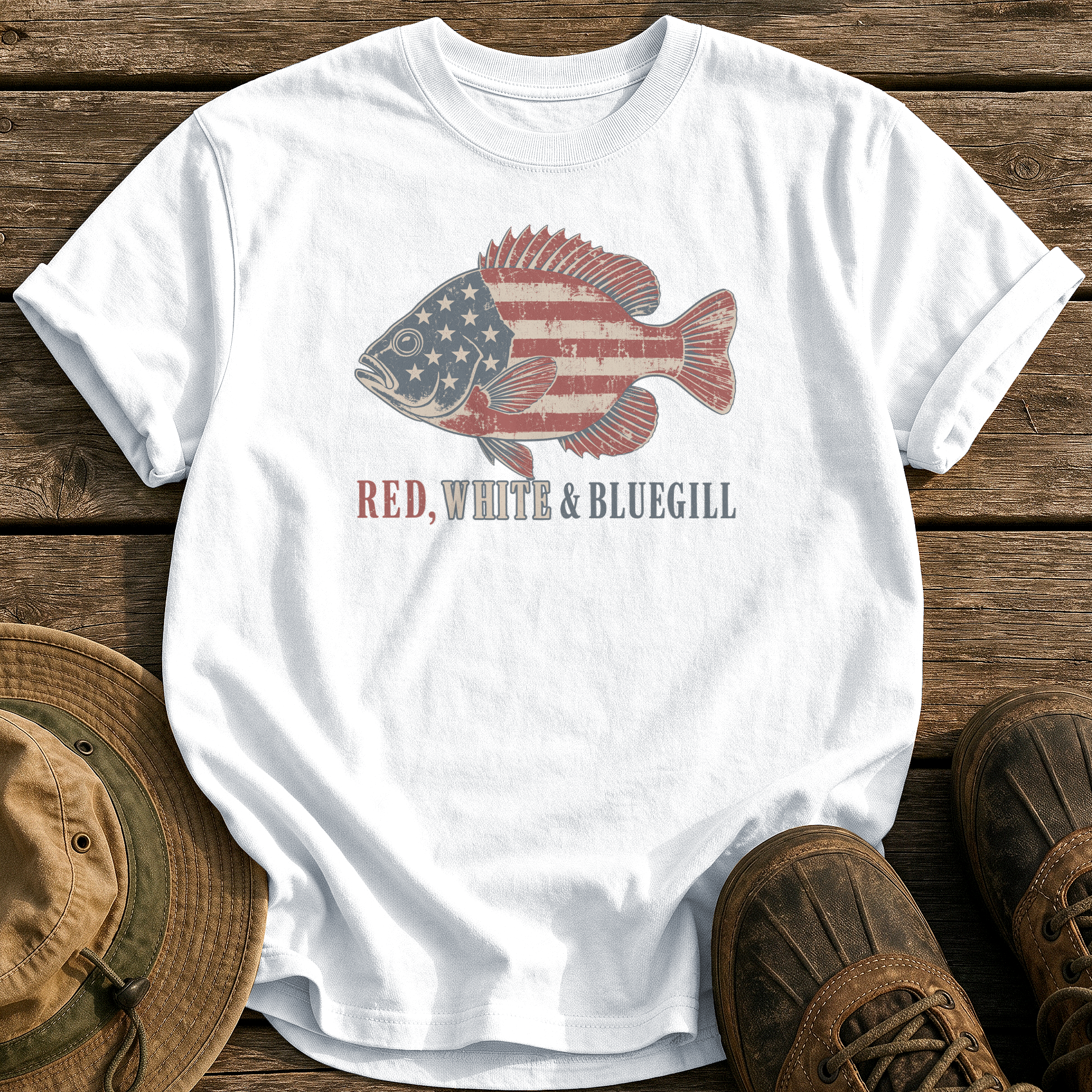 Red, White & Bluegill tee - White - front