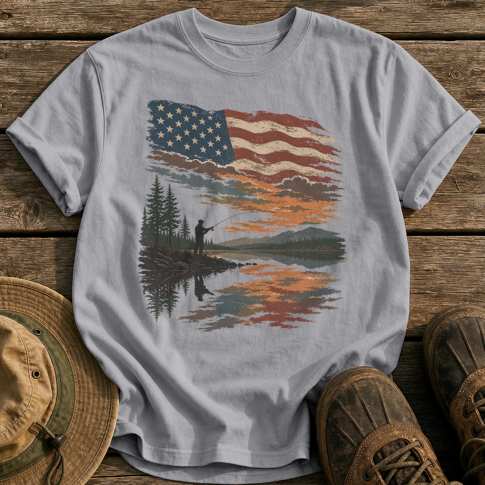 Flag Sky Still Water tee - Grey - front