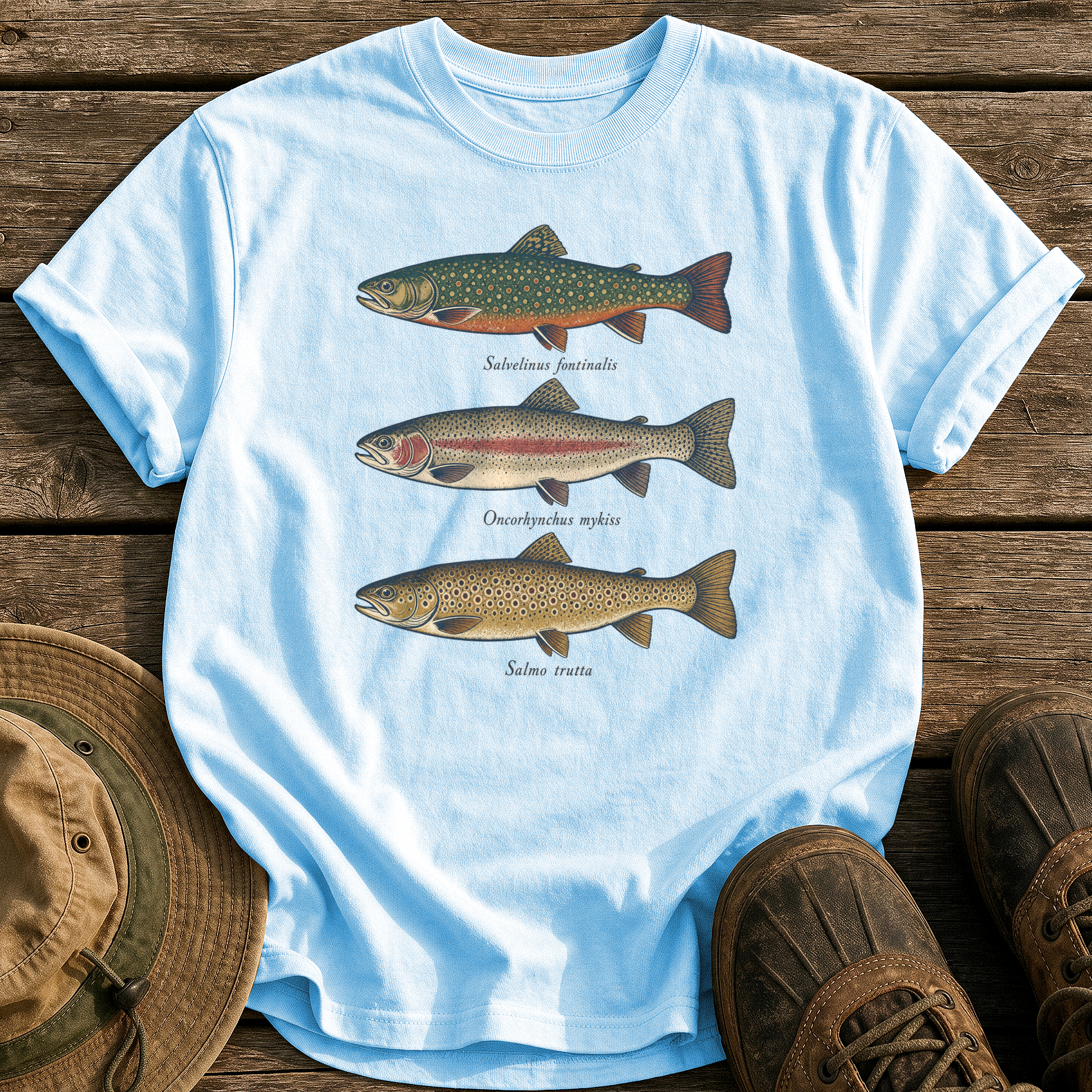Trout Field Guide tee - Chambray - front