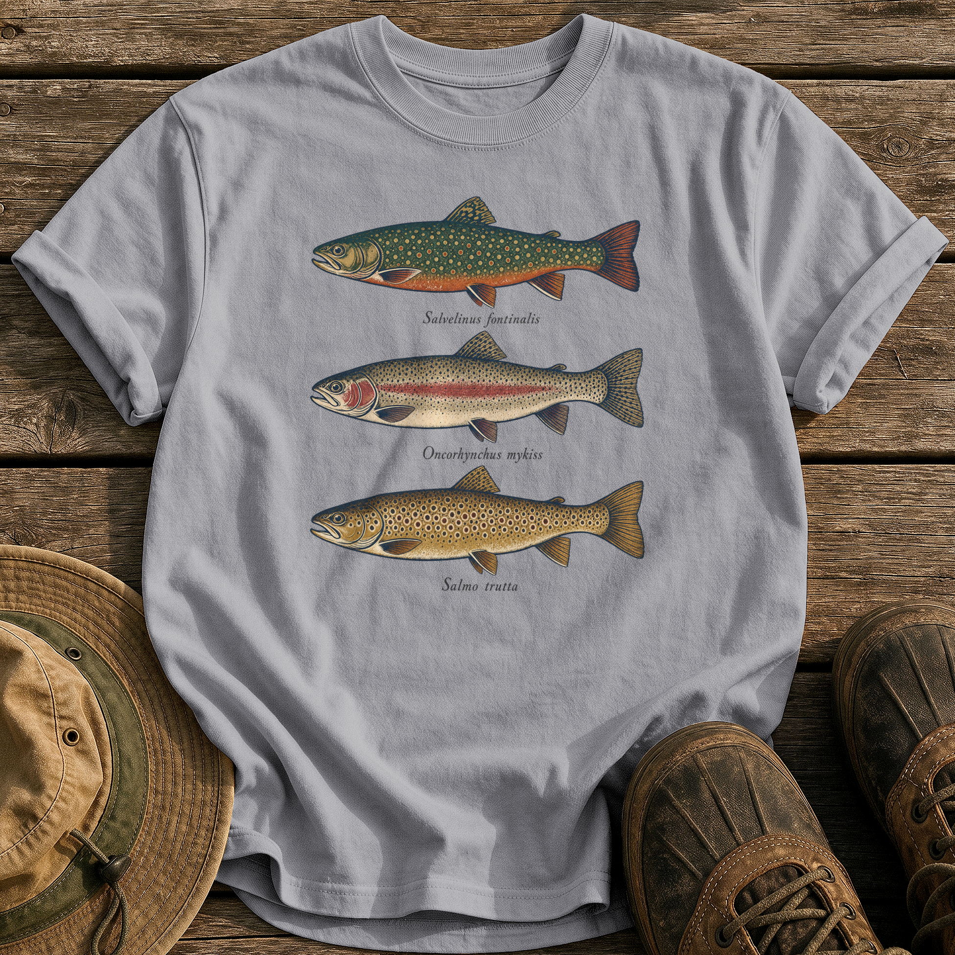 Trout Field Guide tee - Grey - front
