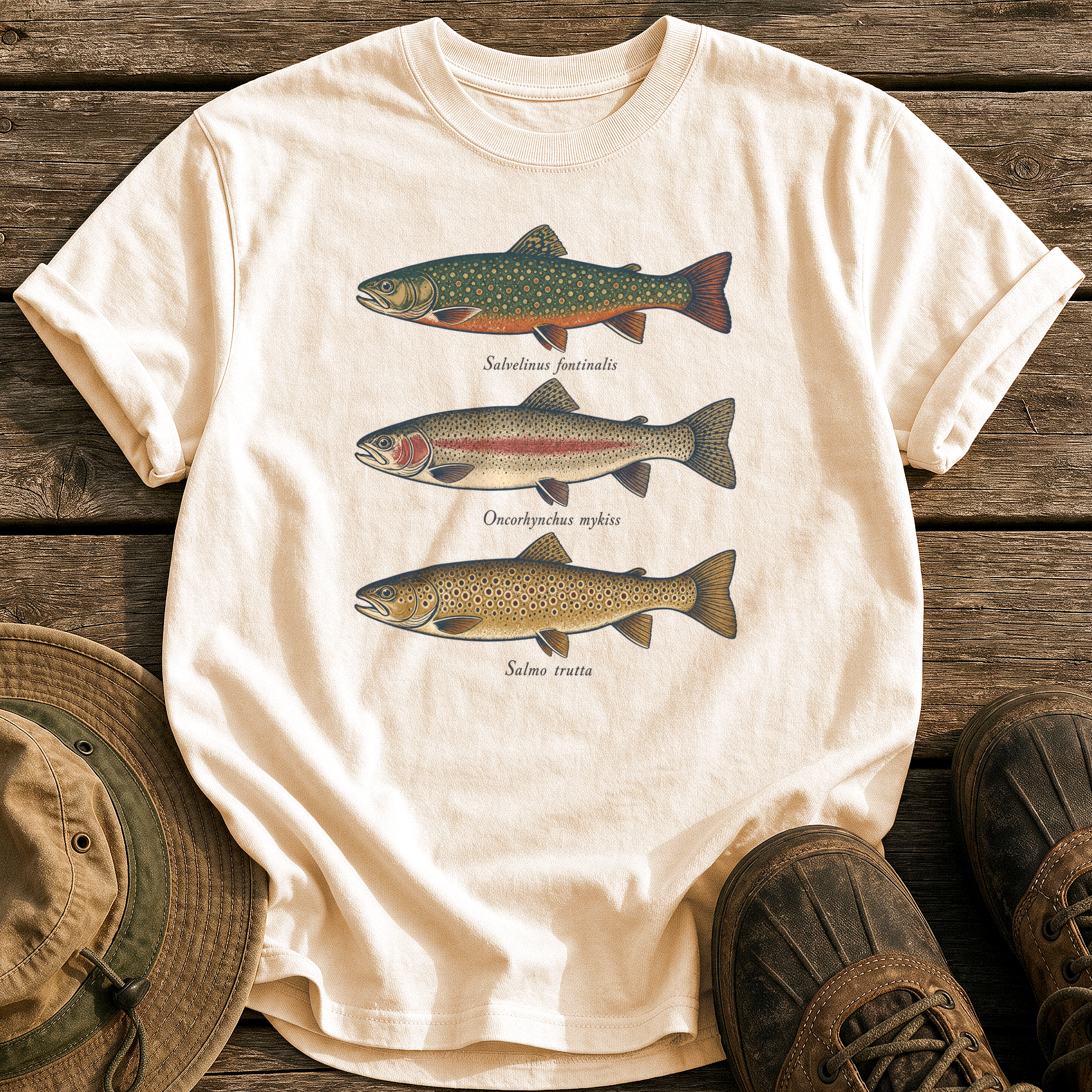 Trout Field Guide tee - Ivory - front